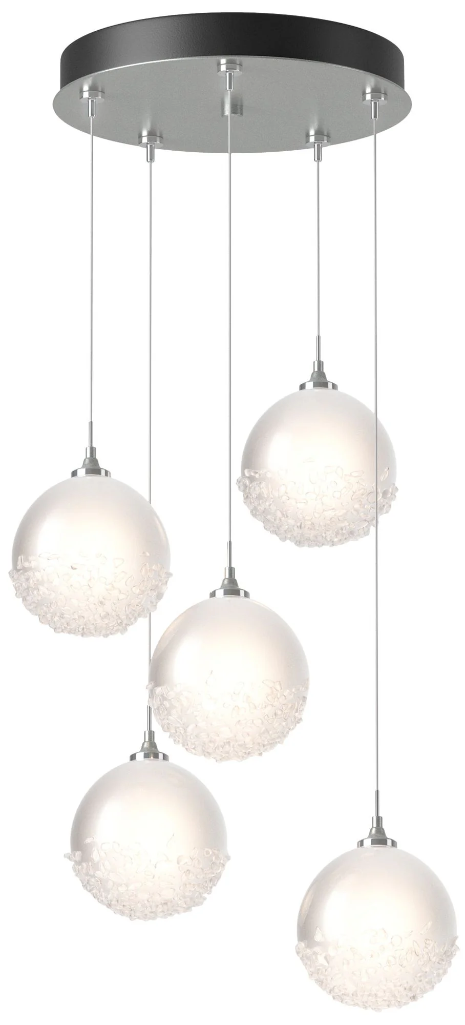 Fritz Globe 15.4"W 5-Light Platinum Standard Pendant w/ Frosted Shade - Image 1