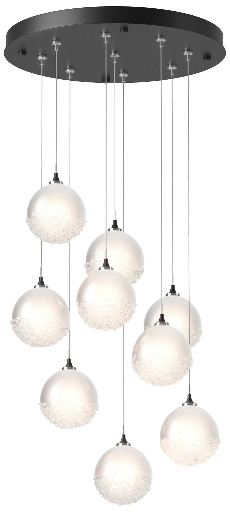 Fritz Globe 20.5" Wide 9-Light Black Long Pendant With Frosted Glass S - Image 1