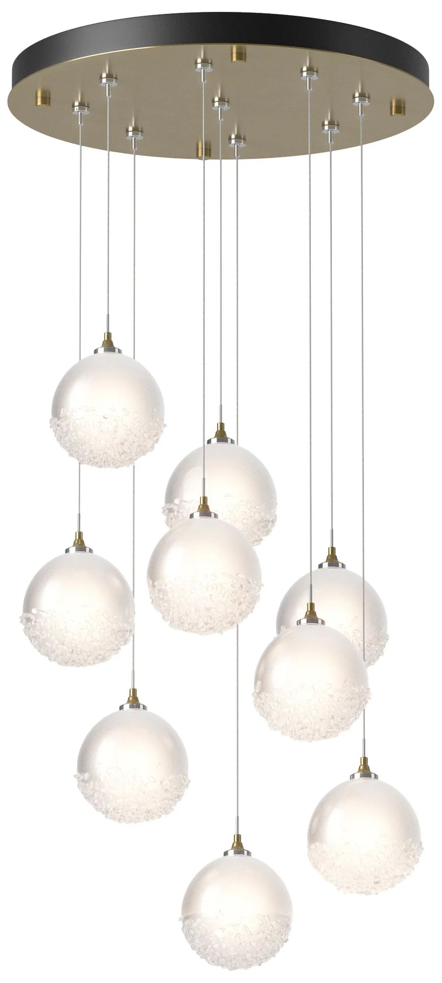 Fritz Globe 20.5"W 9-Light Modern Brass Standard Pendant w/ Frosted Sh - Image 1