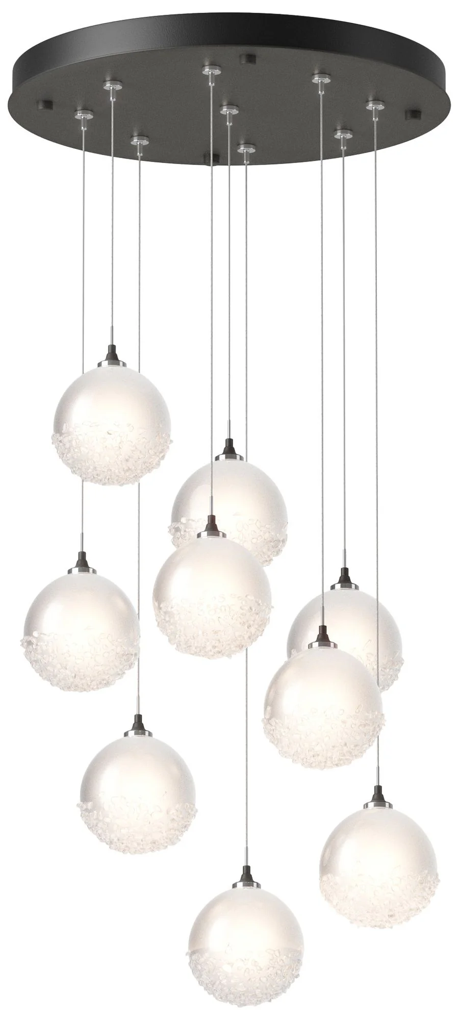 Fritz Globe 20.5"W 9-Light Natural Iron Long Pendant w/ Frosted Glass - Image 1
