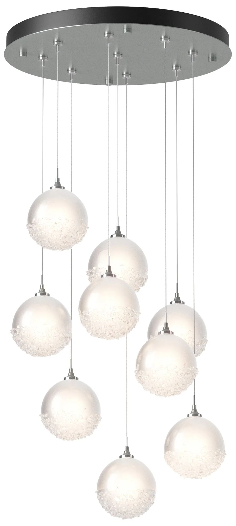 Fritz Globe 20.5"W 9-Light Platinum Standard Pendant w/ Frosted Shade - Image 1