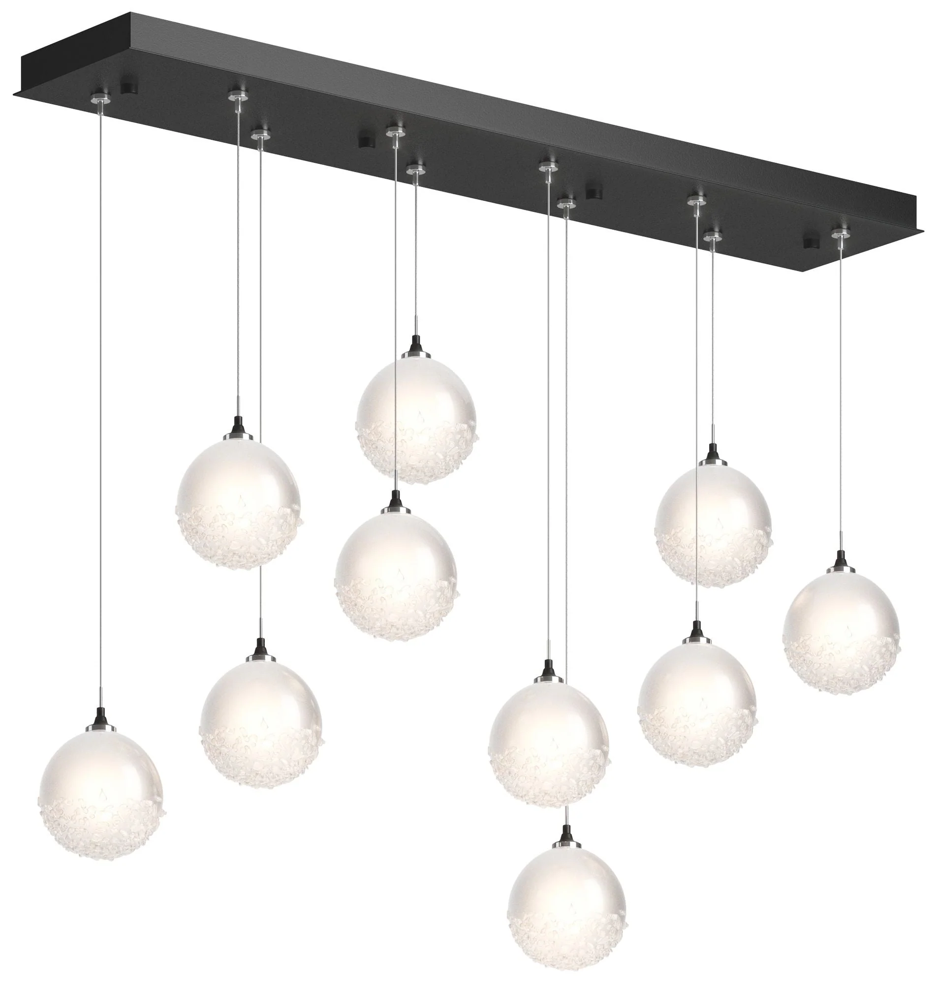 Fritz Globe 9.4" Wide 10-Light Black Long Pendant With Frosted Glass S - Image 1