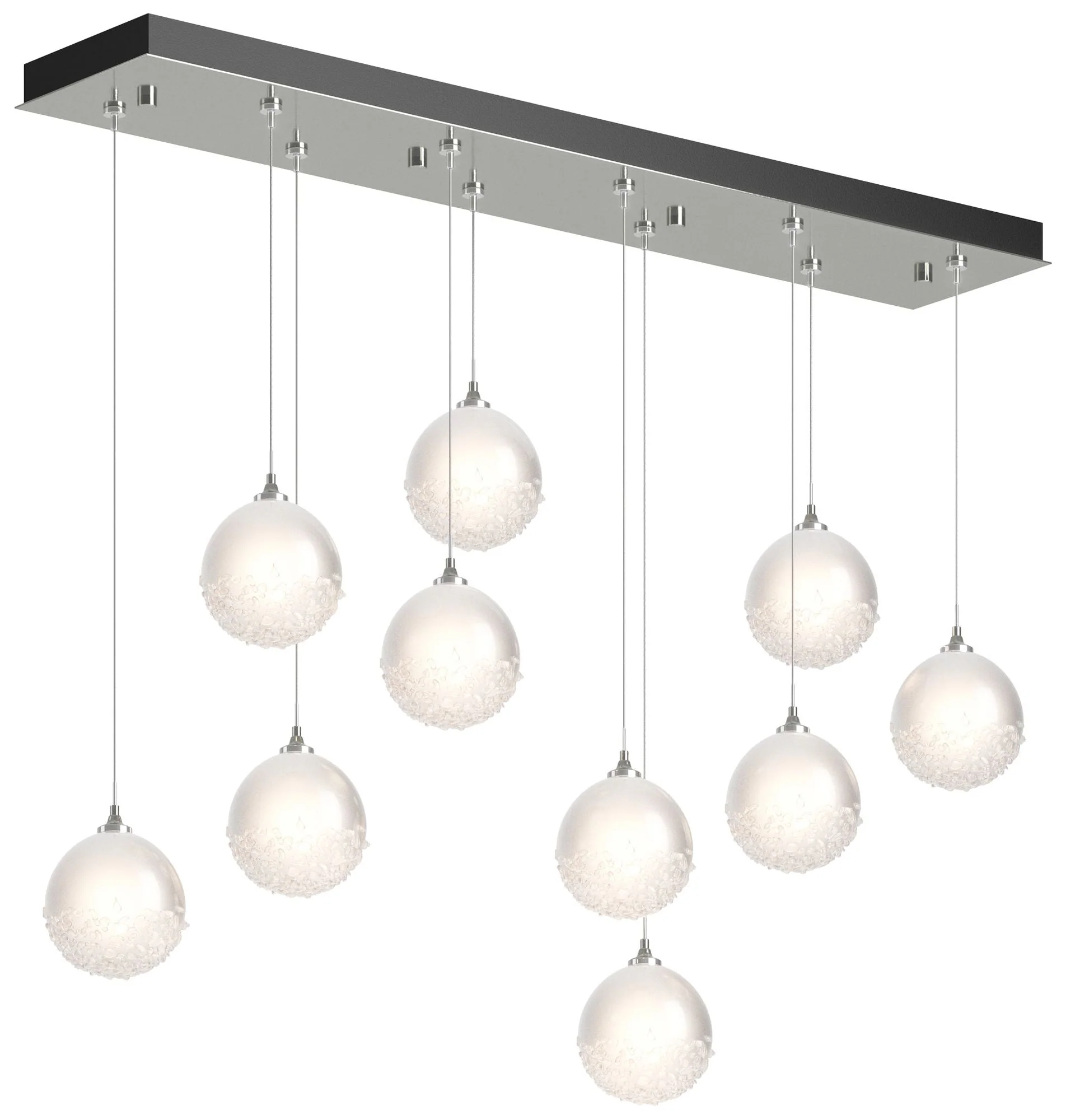 Fritz Globe 9.4" Wide 10-Light Sterling Long Pendant w/ Frosted Glass - Image 1
