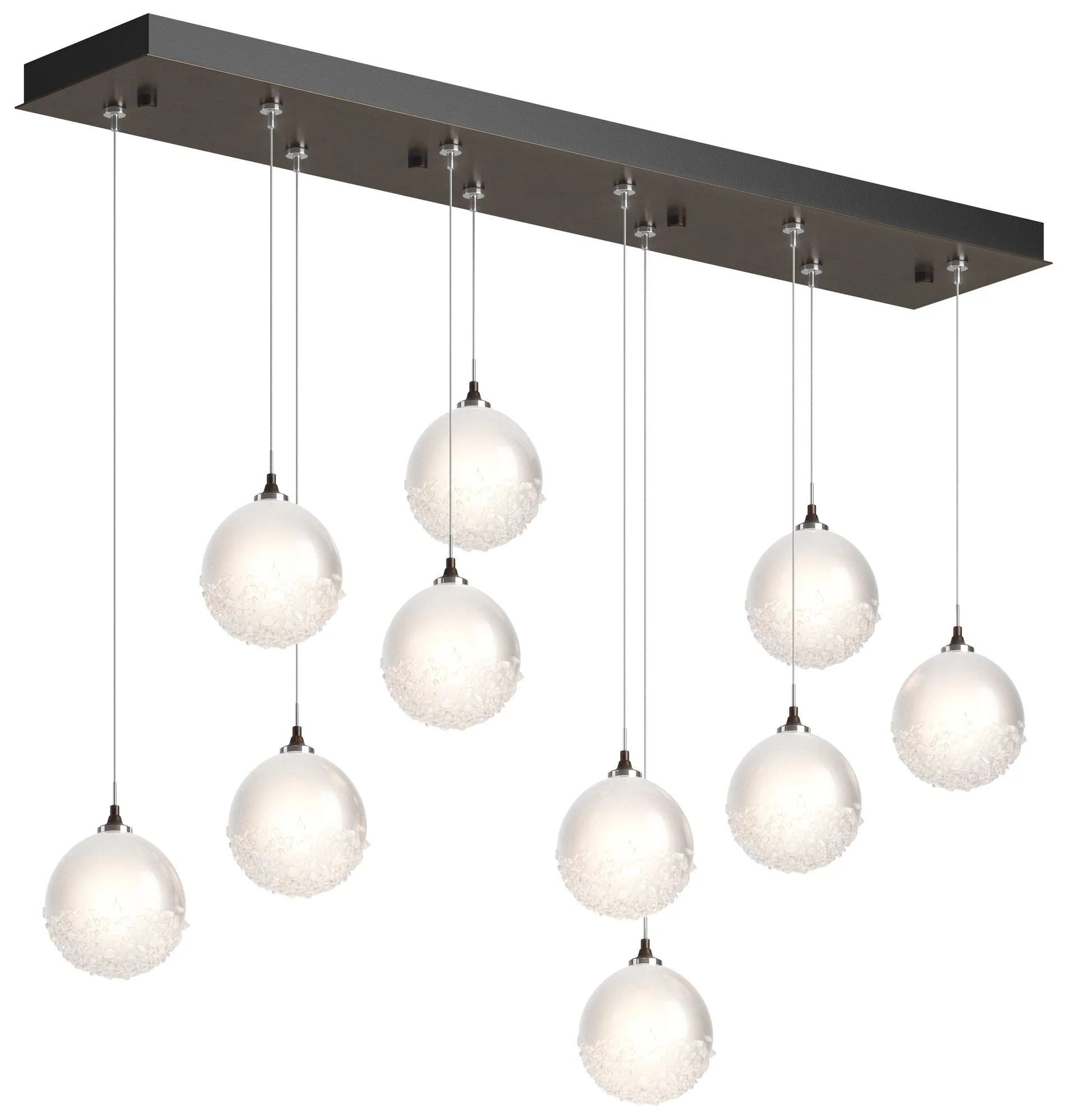 Fritz Globe 9.4"W 10-Light Bronze Standard Pendant w/ Frosted Glass Sh - Image 1