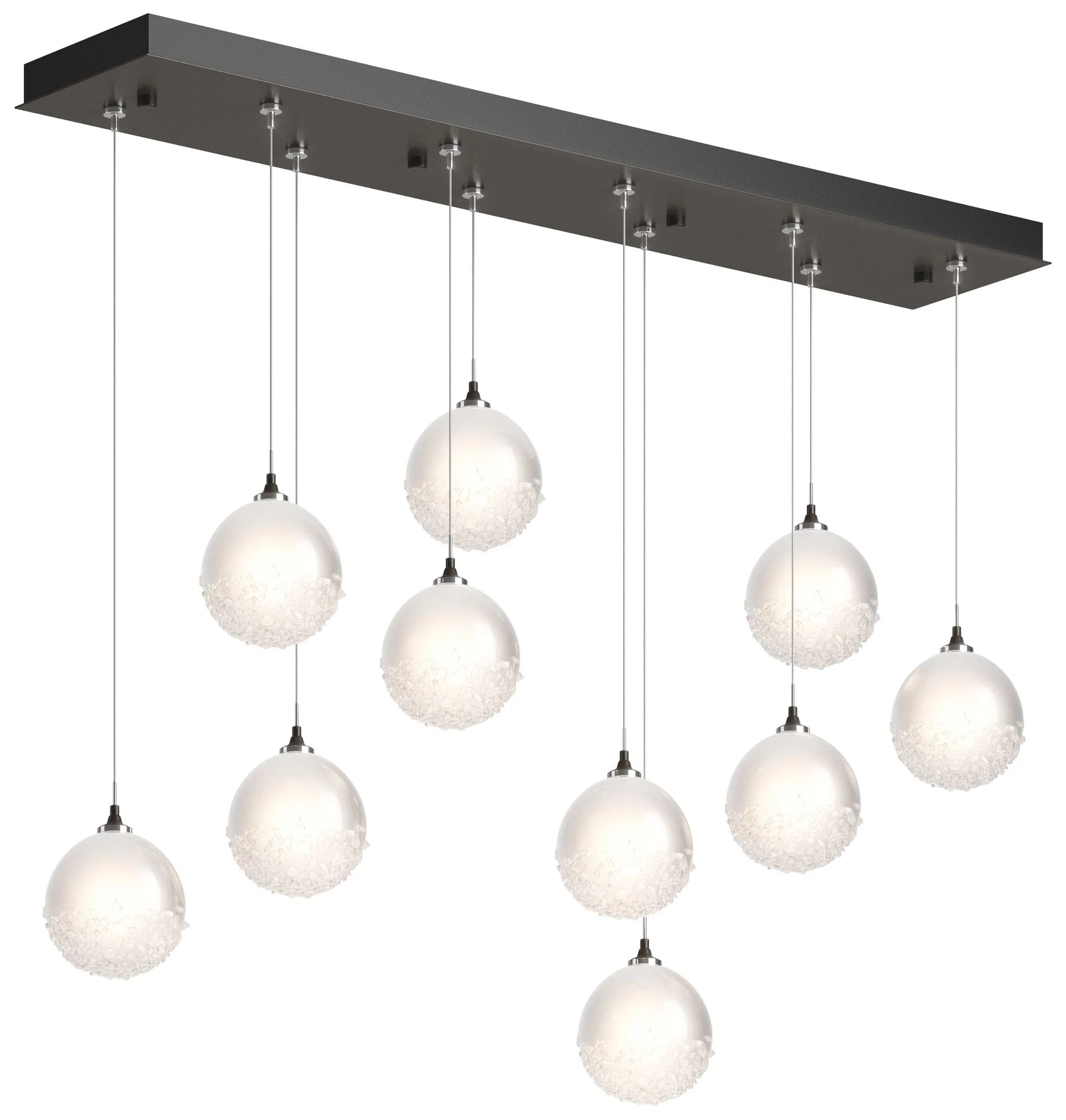 Fritz Globe 9.4"W 10-Light Dark Smoke Standard Pendant w/ Frosted Shad - Image 1