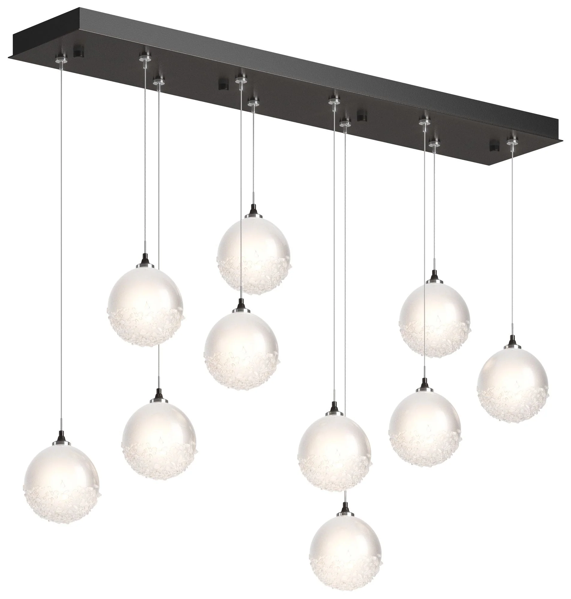 Fritz Globe 9.4"W 10-Light Oil Rubbed Bronze Long Pendant w/ Frosted S - Image 1