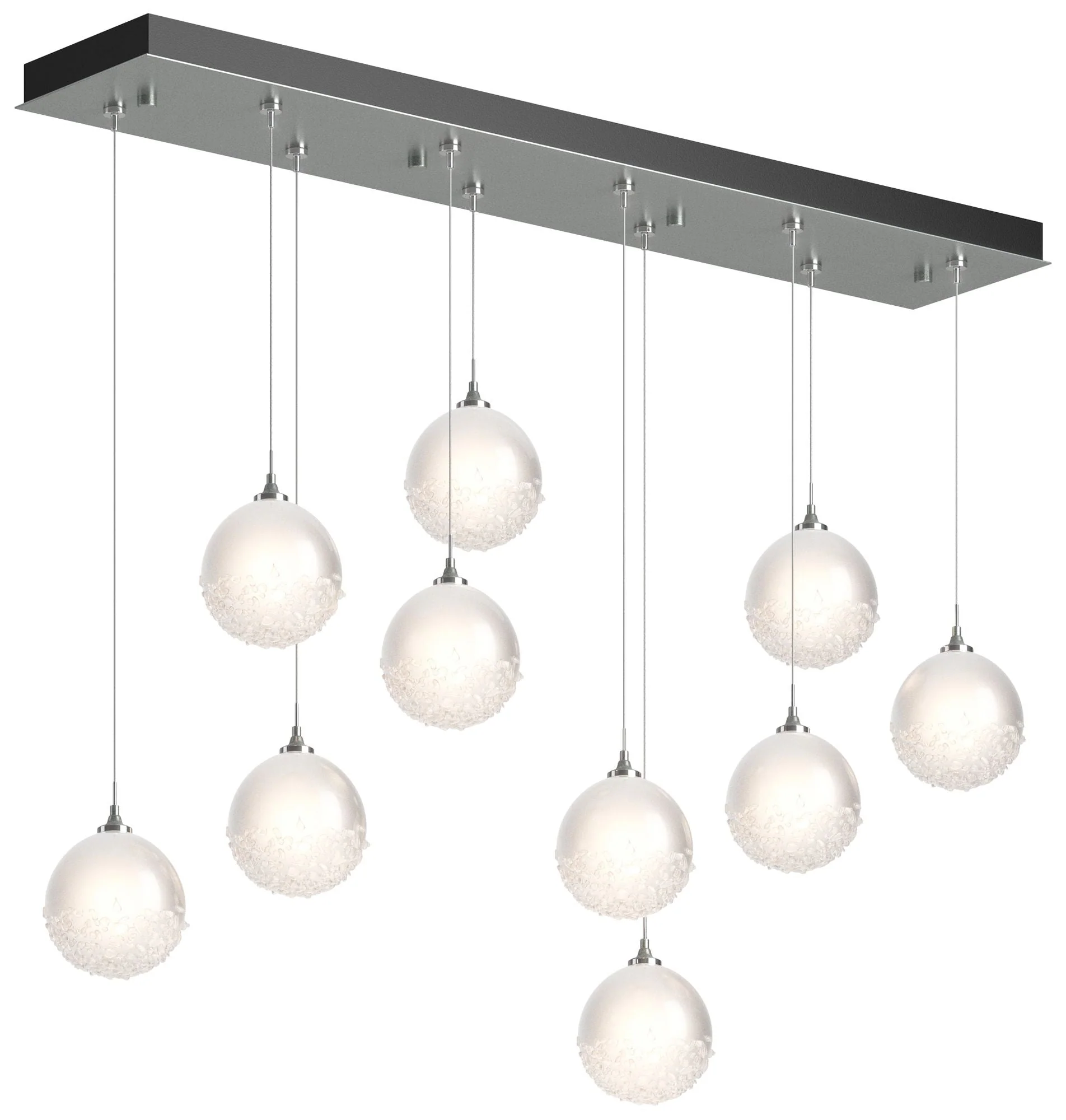 Fritz Globe 9.4"W 10-Light Platinum Standard Pendant w/ Frosted Shade - Image 1