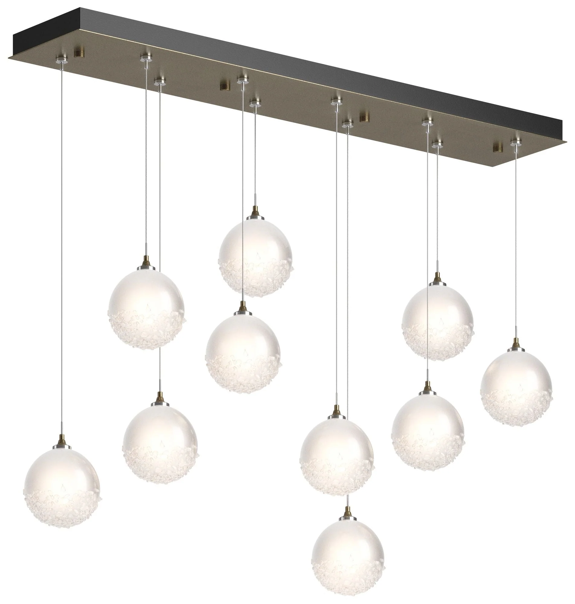 Fritz Globe 9.4"W 10-Light Soft Gold Long Pendant w/ Frosted Glass Sha - Image 1