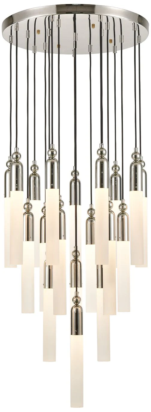 Fusion 19-Light 25 Inch Cylindrical Glass Polished Nickel Multi Pendant - Image 1