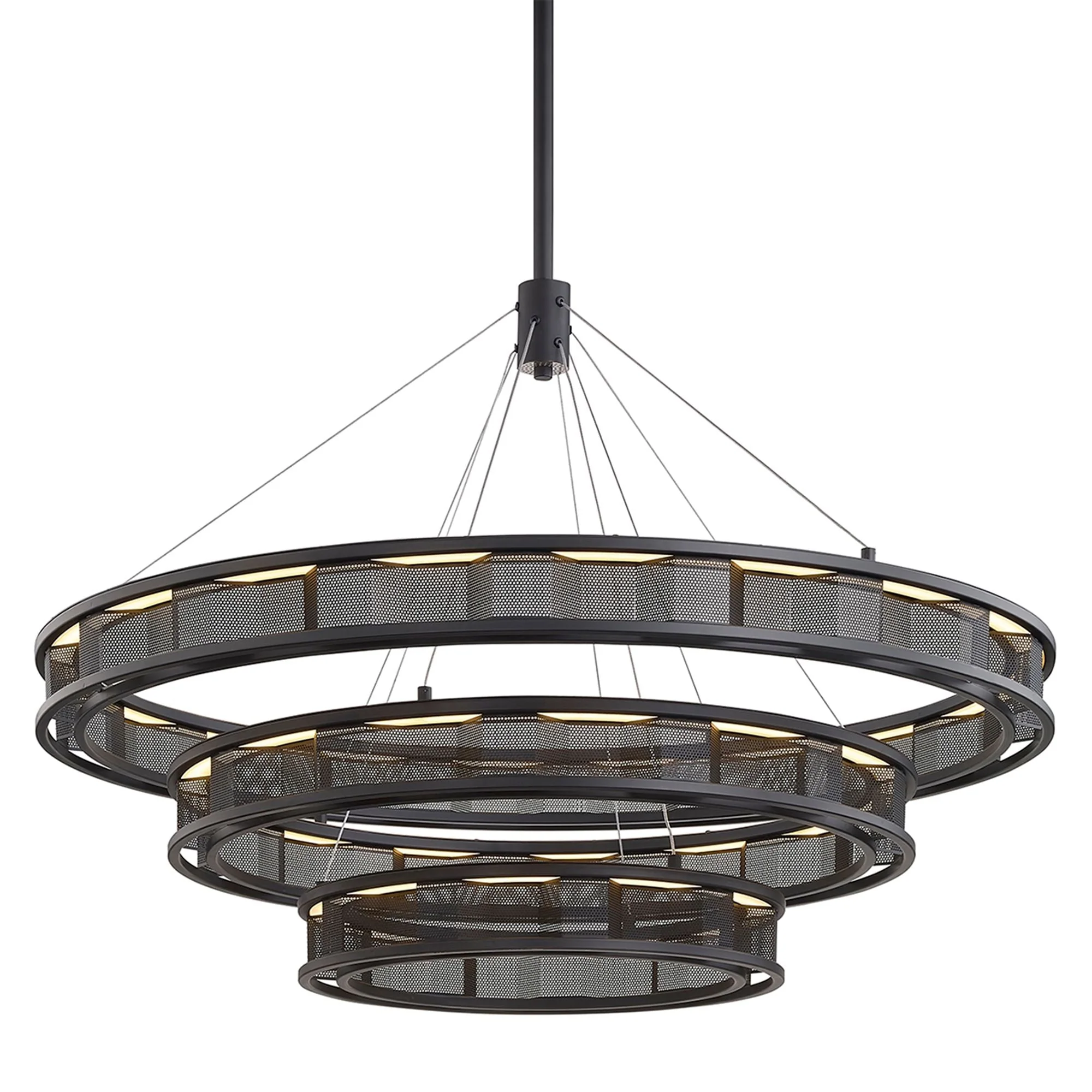 Fuze 39" Wide Modern Bronze 3-Tier LED Pendant Light - Image 2