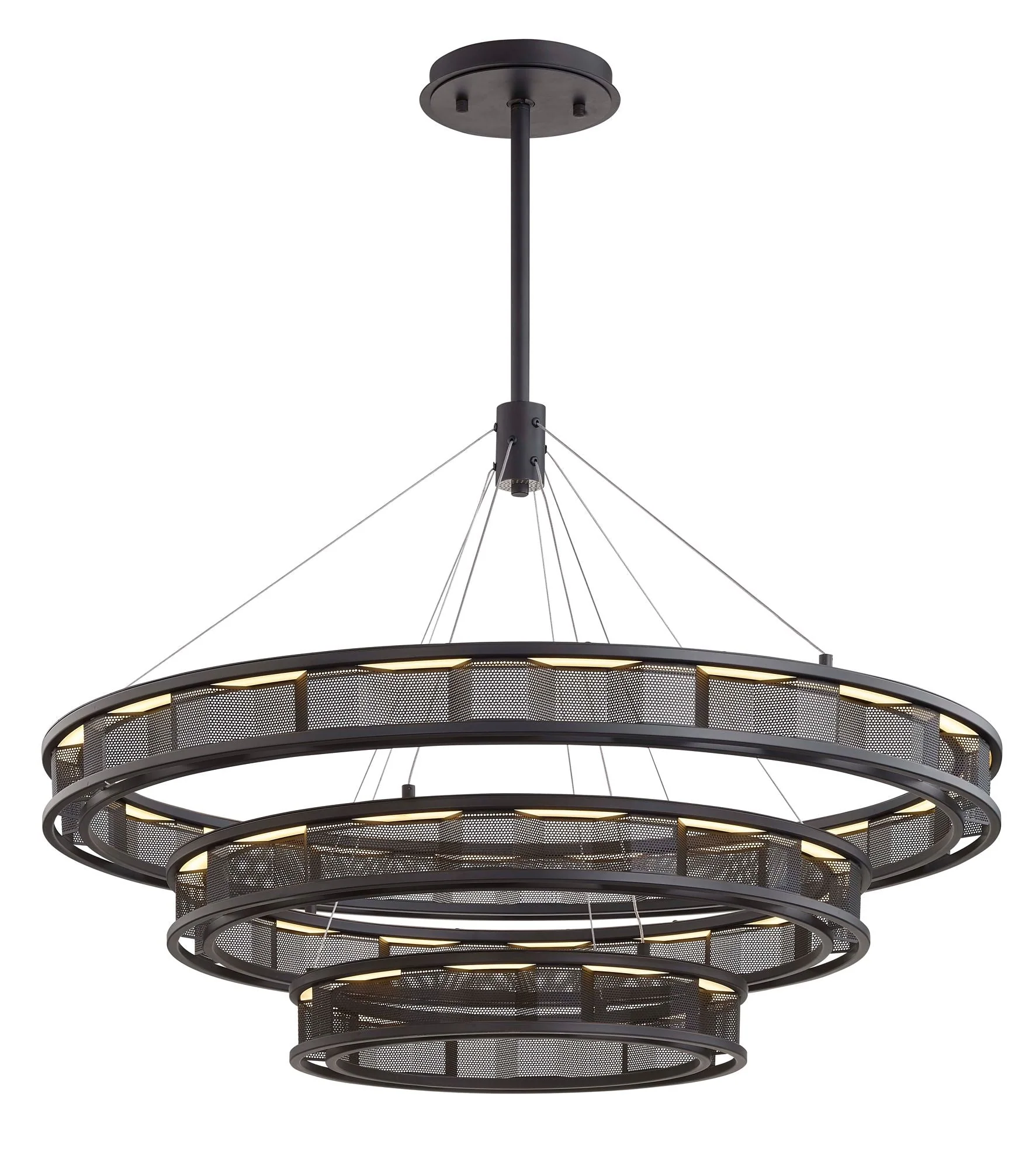 Fuze 39" Wide Modern Bronze 3-Tier LED Pendant Light - Image 3