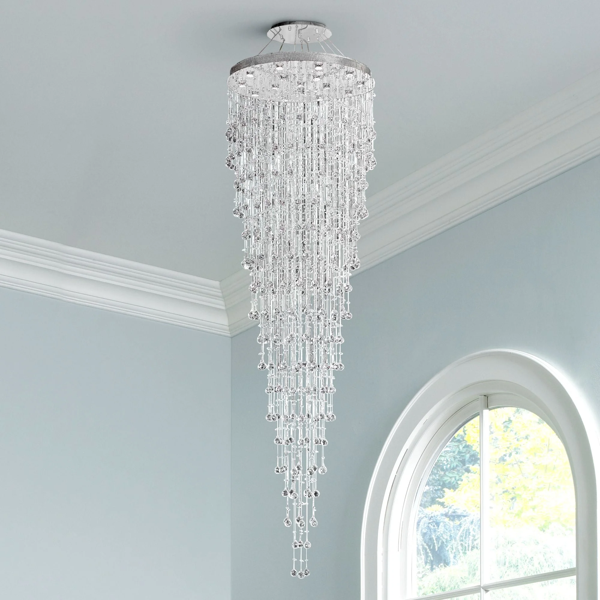 Galaxy 36" Wide Chrome and Crystal 16-Light Chandelier - Image 1