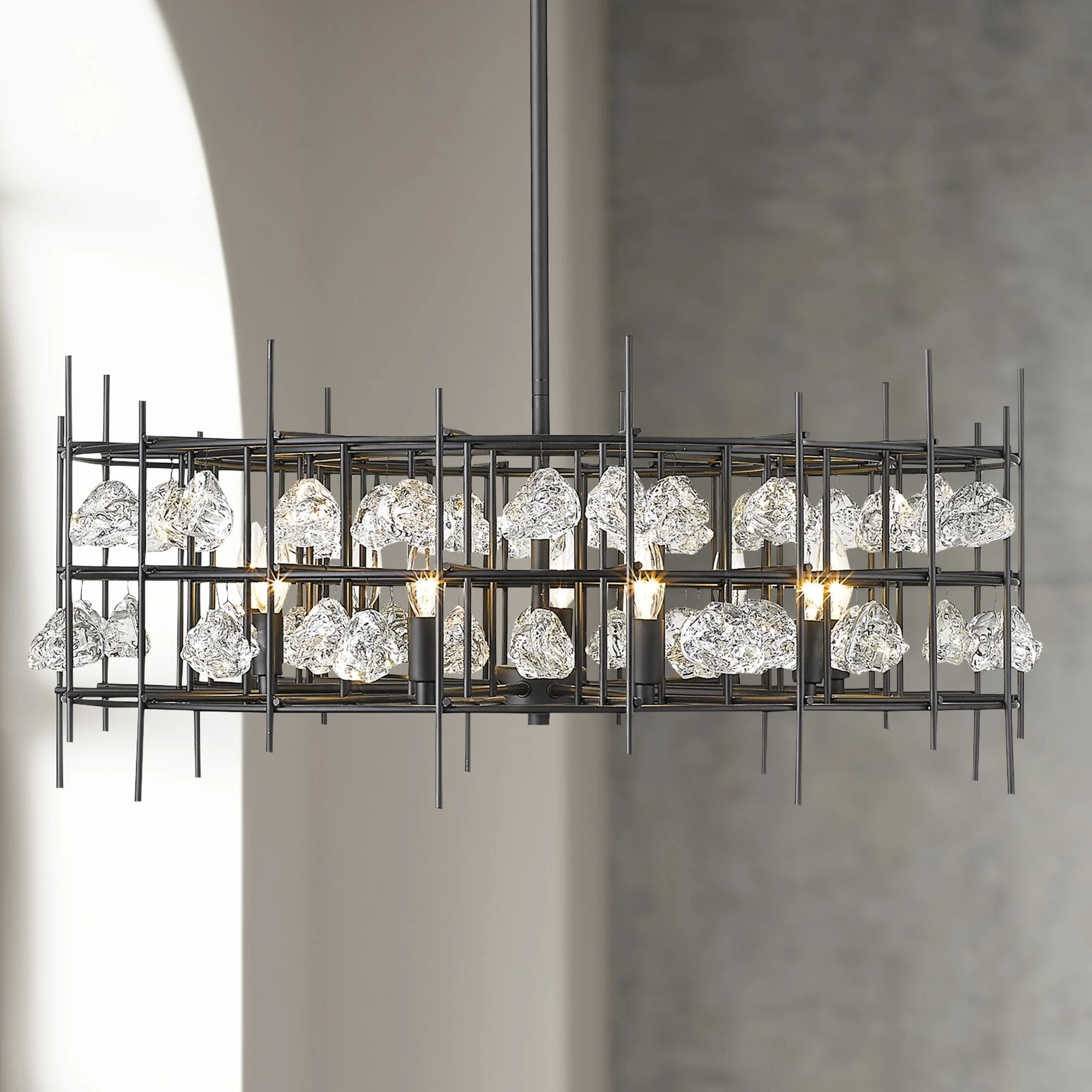 Garroway 32" Wide Matte Black 9-Light Chandelier - Image 1