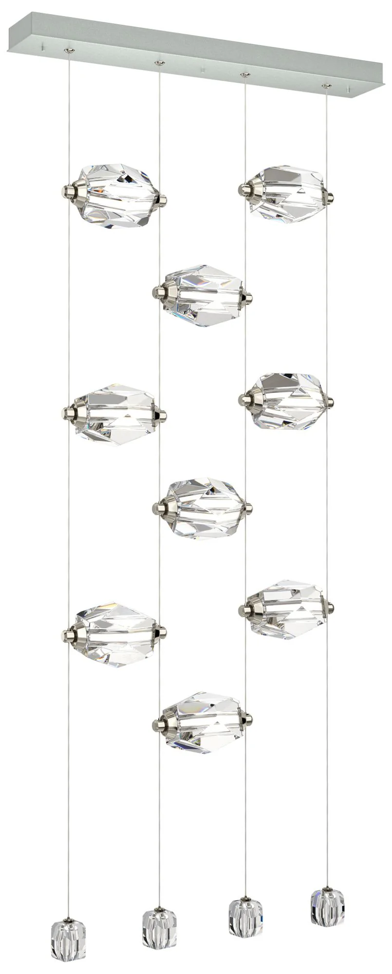 Gatsby 27.5" Wide 9-Light Crystal Vintage Platinum Standard LED Pendan - Image 1