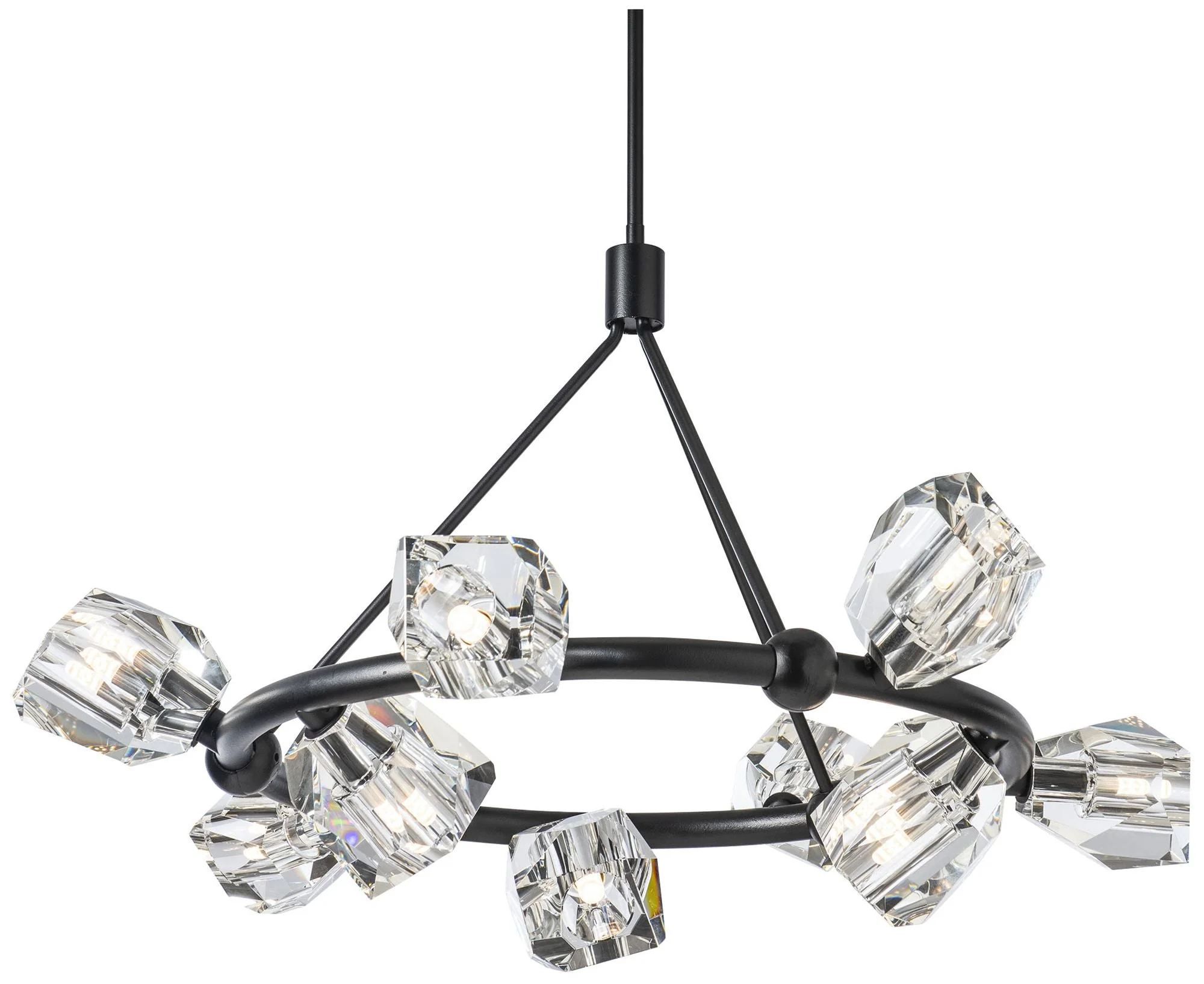 Gatsby 31.7" Wide 9-Light Black Crystal Ring Pendant - Image 1