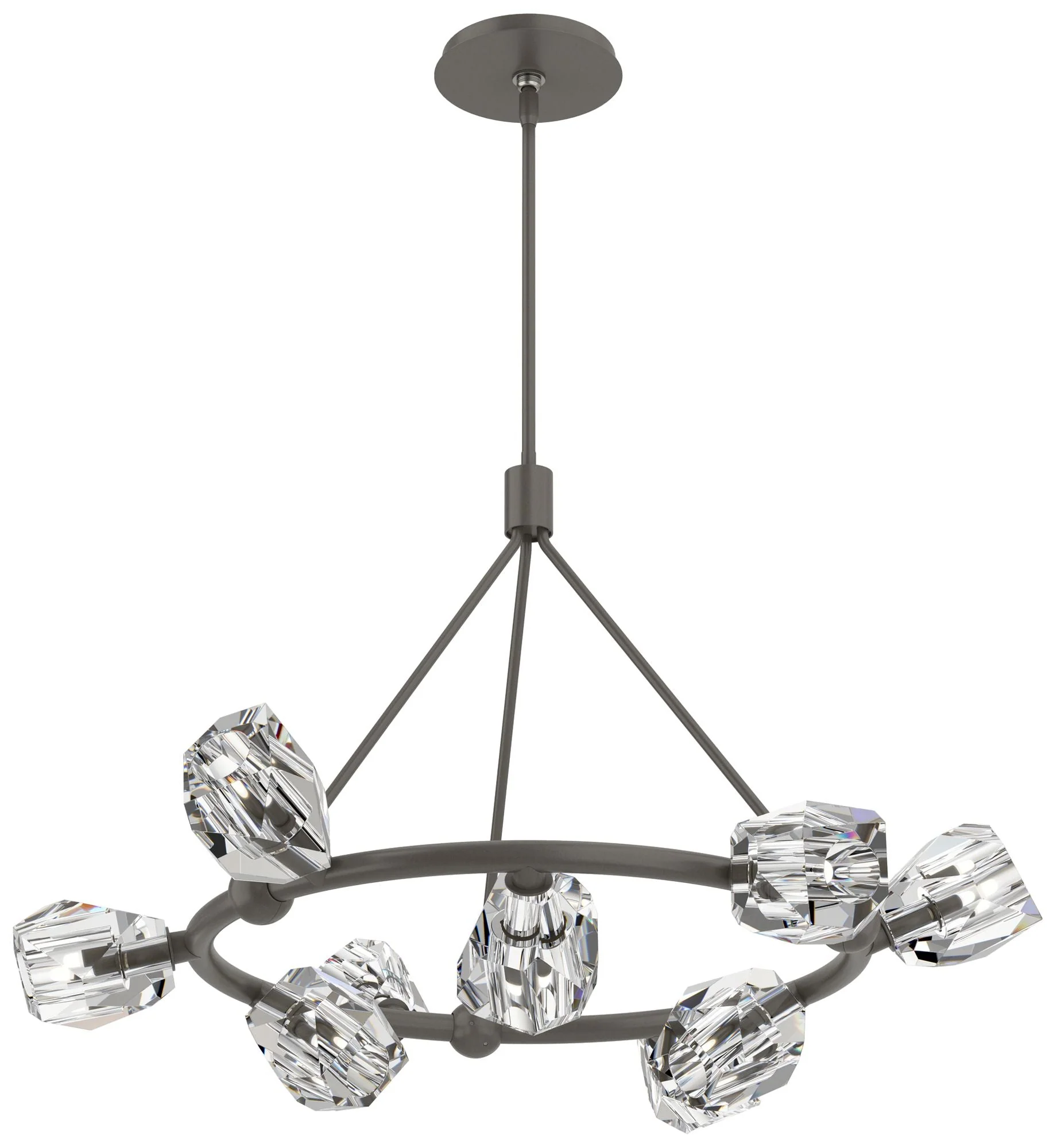 Gatsby 31.7" Wide 9-Light Crystal Dark Smoke Ring Pendant - Image 1