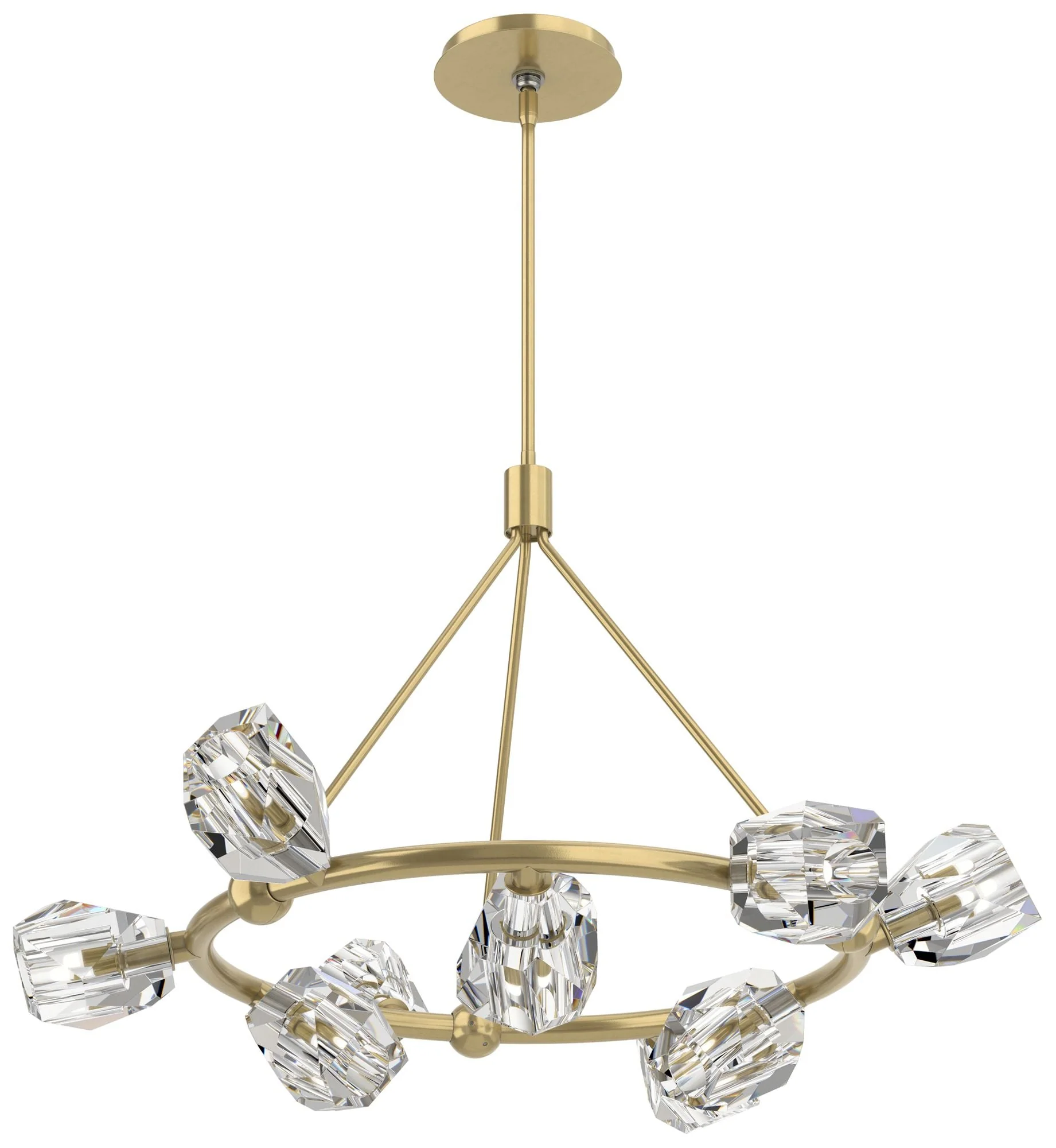 Gatsby 31.7" Wide 9-Light Crystal Modern Brass Ring Pendant - Image 1