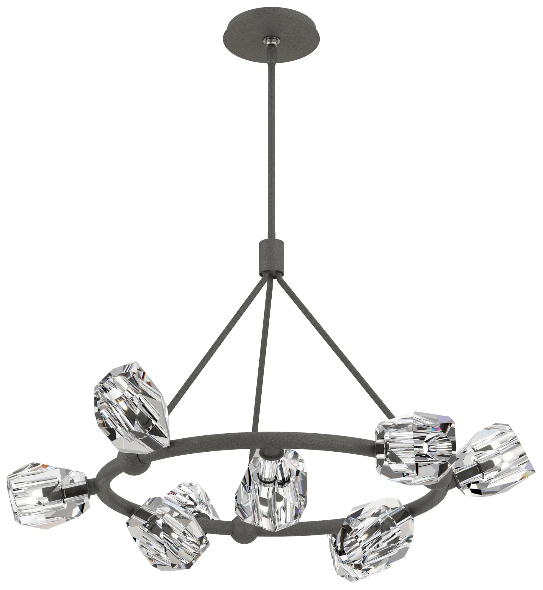 Gatsby 31.7" Wide 9-Light Crystal Natural Iron Ring Pendant - Image 1