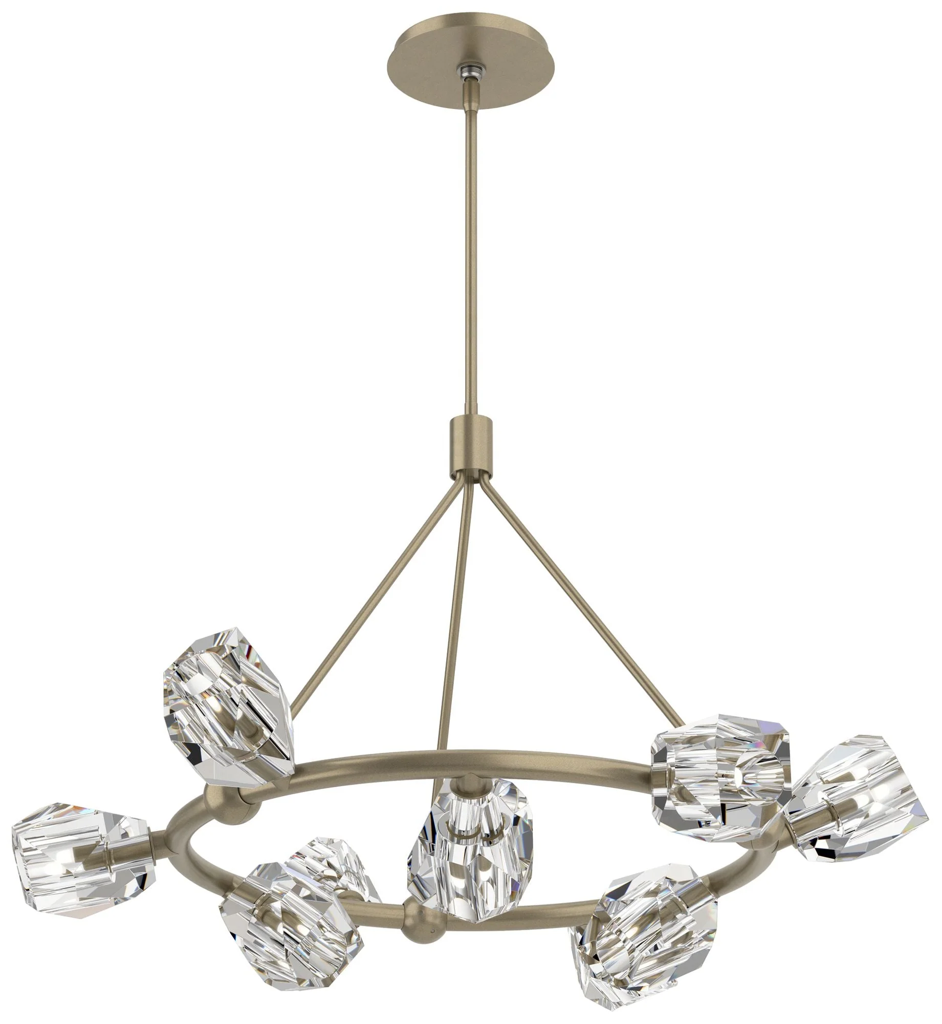 Gatsby 31.7" Wide 9-Light Crystal Soft Gold Ring Pendant - Image 1