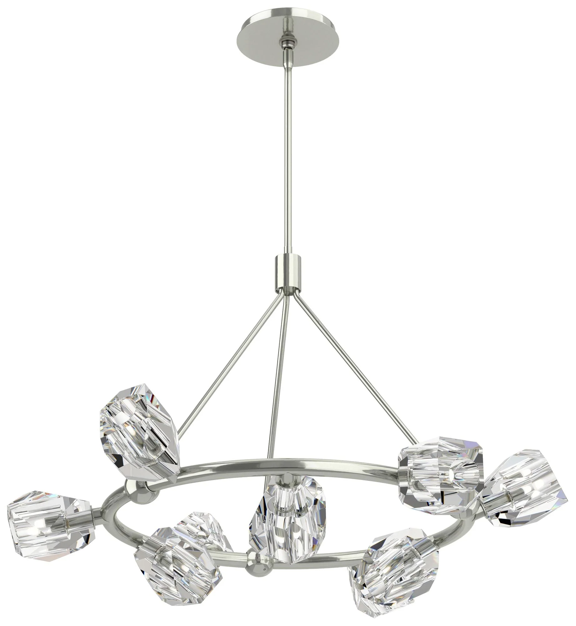 Gatsby 31.7" Wide 9-Light Crystal Sterling Ring Pendant - Image 1