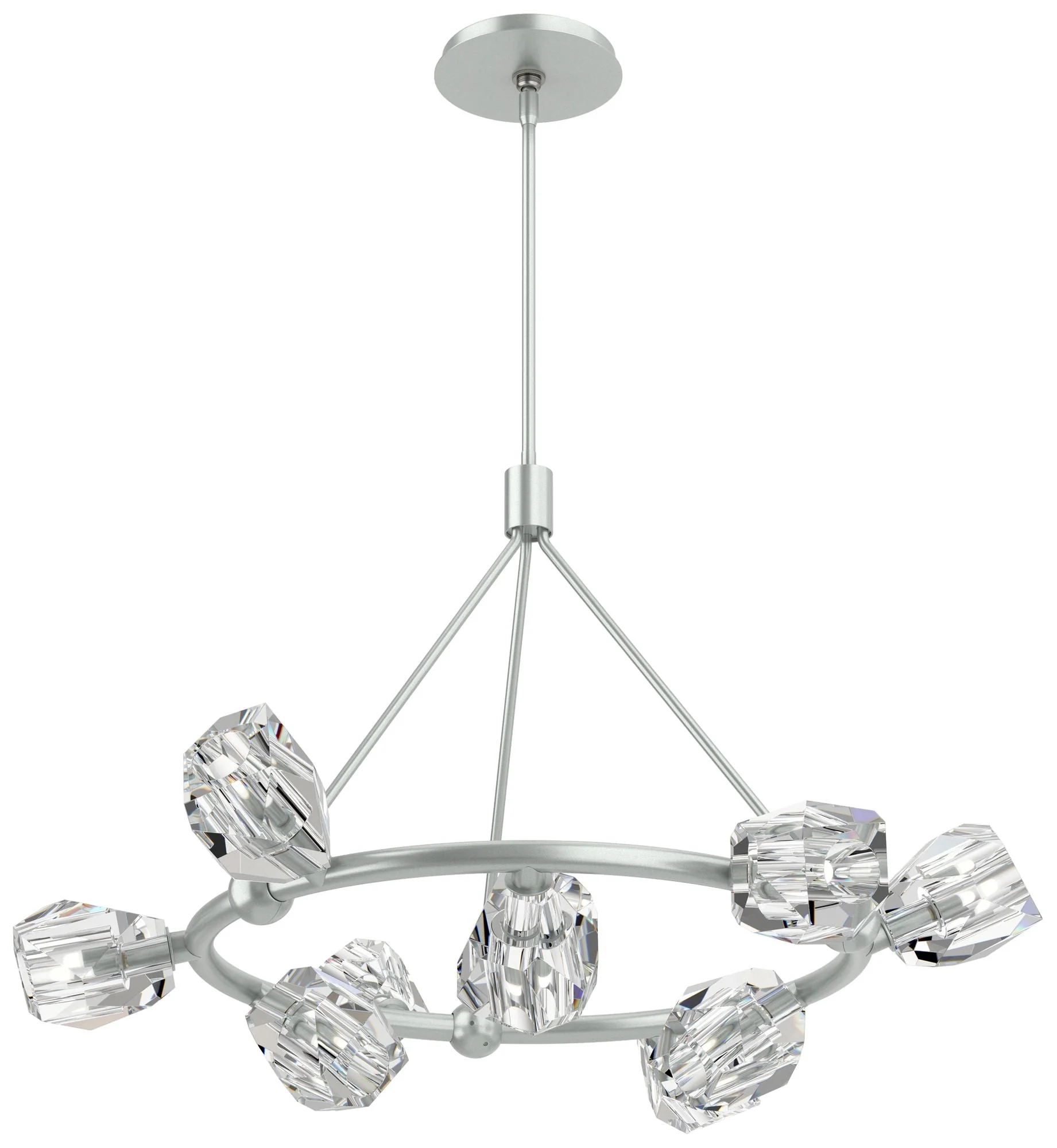 Gatsby 31.7" Wide 9-Light Crystal Vintage Platinum Ring Pendant - Image 1