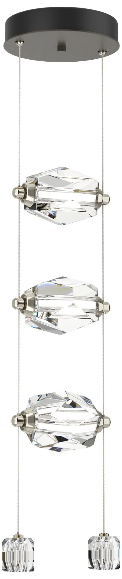 Gatsby 9.2" Wide 3-Light Crystal Dark Smoke Standard LED Pendant - Image 1