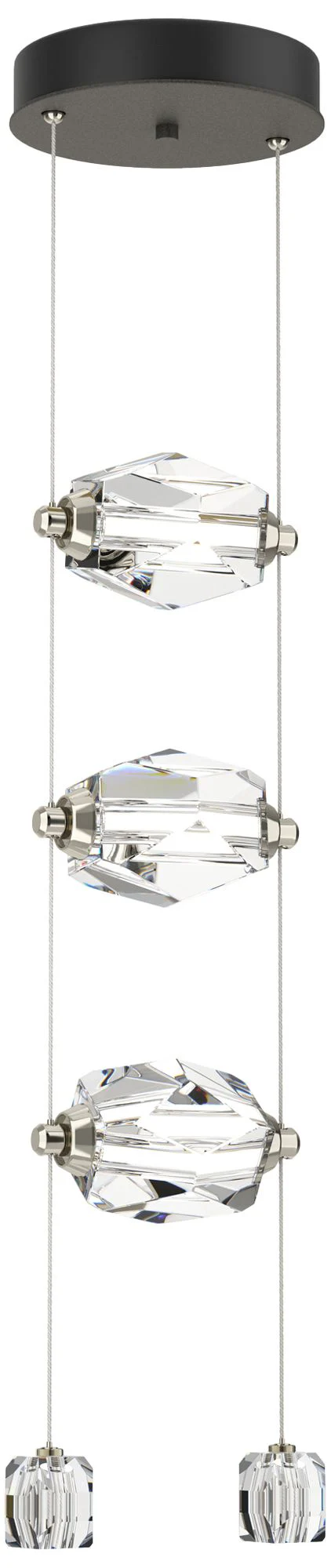 Gatsby 9.2" Wide 3-Light Crystal Natural Iron Standard LED Pendant - Image 1