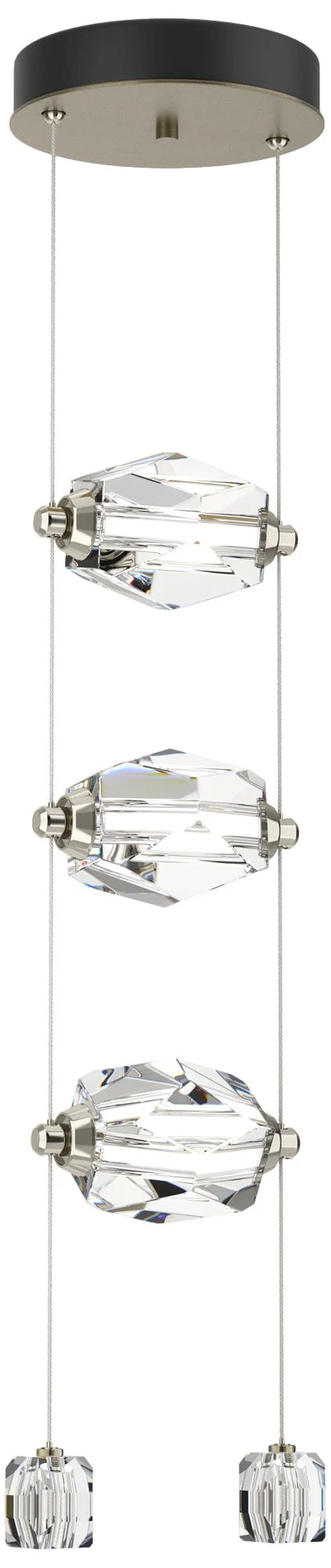 Gatsby 9.2" Wide 3-Light Crystal Soft Gold Standard LED Pendant - Image 1
