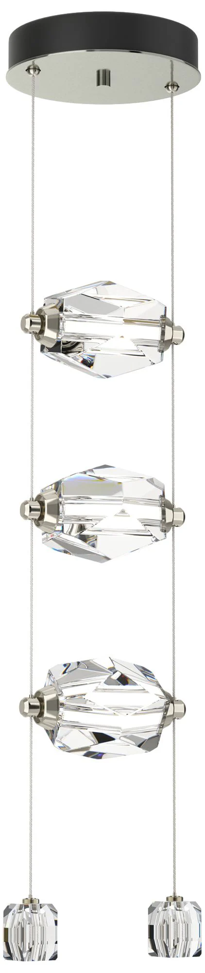 Gatsby 9.2" Wide 3-Light Crystal Sterling Standard LED Pendant - Image 1