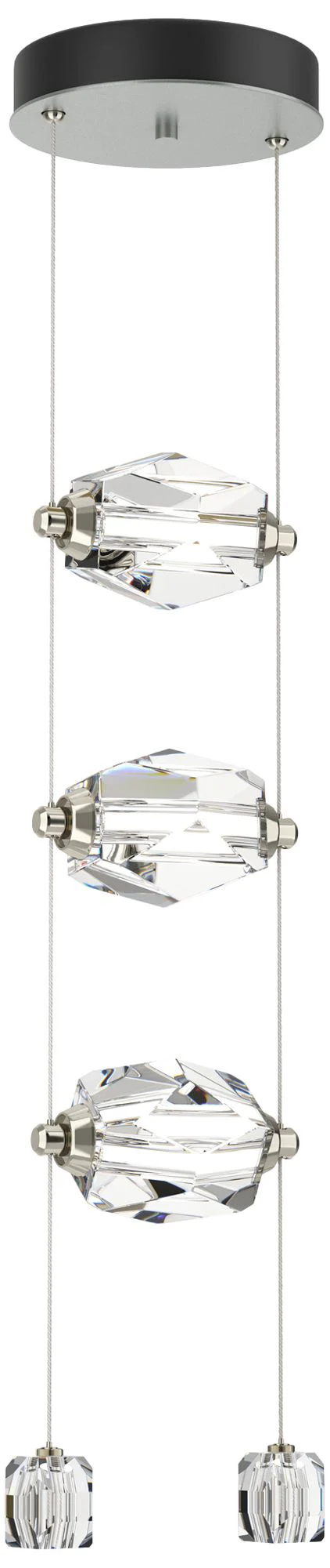 Gatsby 9.2" Wide 3-Light Crystal Vintage Platinum Standard LED Pendant - Image 1
