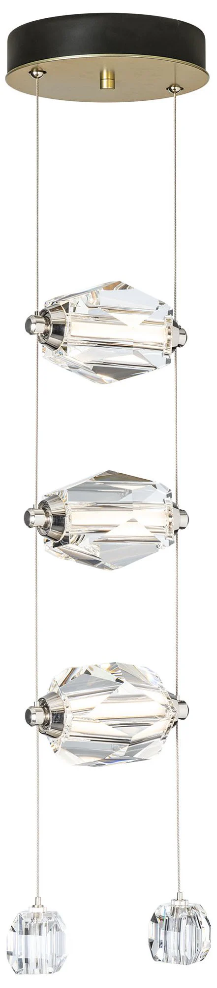 Gatsby 9.2" Wide 3-Light Modern Brass Crystal Pendant - Image 1