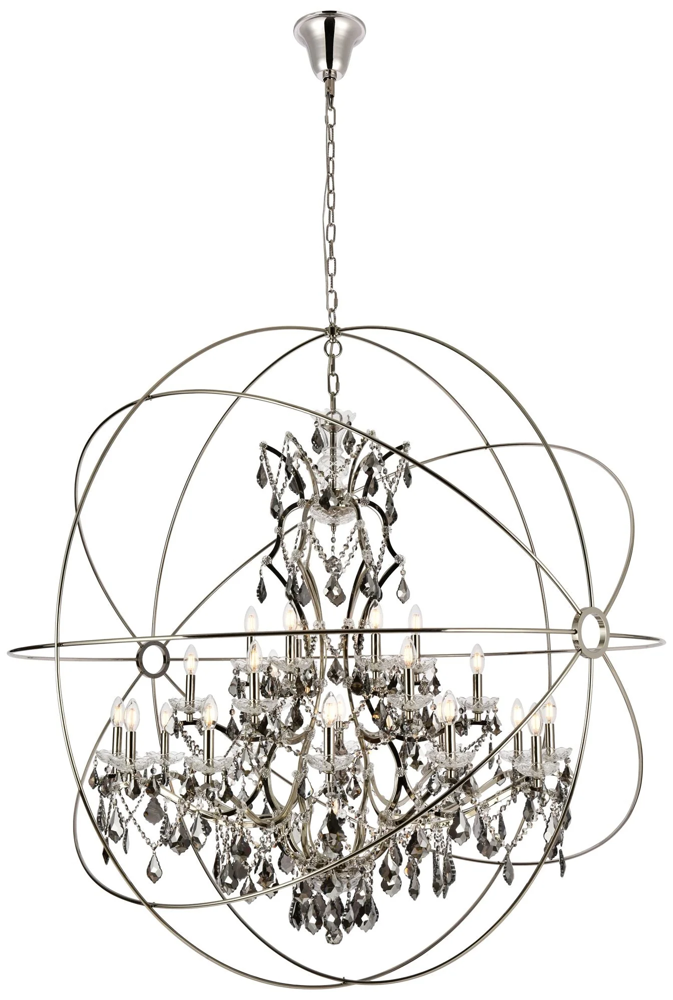 Geneva 25 Lt Polished Nickel Chandelier Silver Shade (Grey) - Image 2