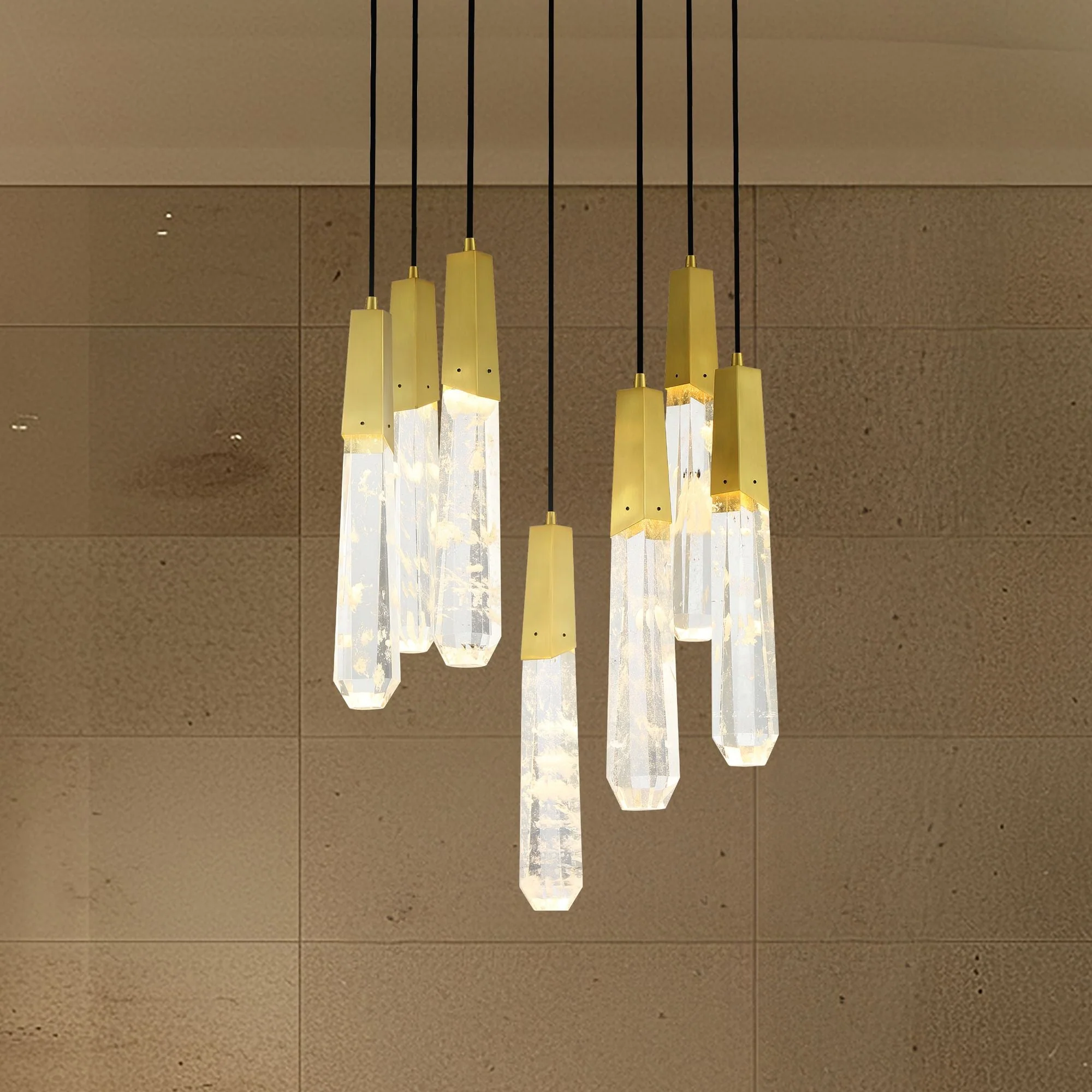 George Kovacs Drifting Droplets 7-Light 20-in Brushed Brass Pan Pendant - Image 1