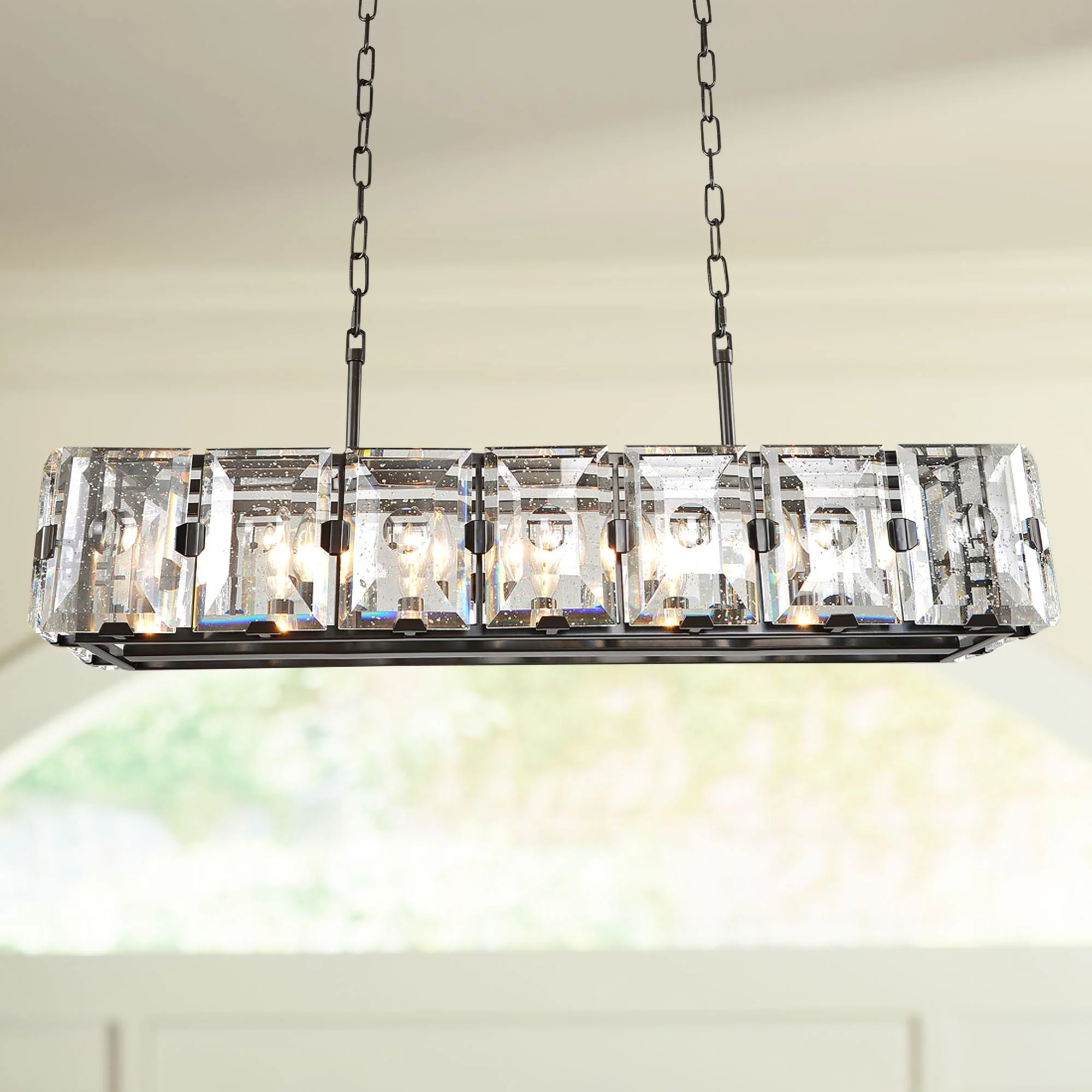 Giada 37" Wide Bronze Crystal Kitchen Island Light Pendant - Image 1
