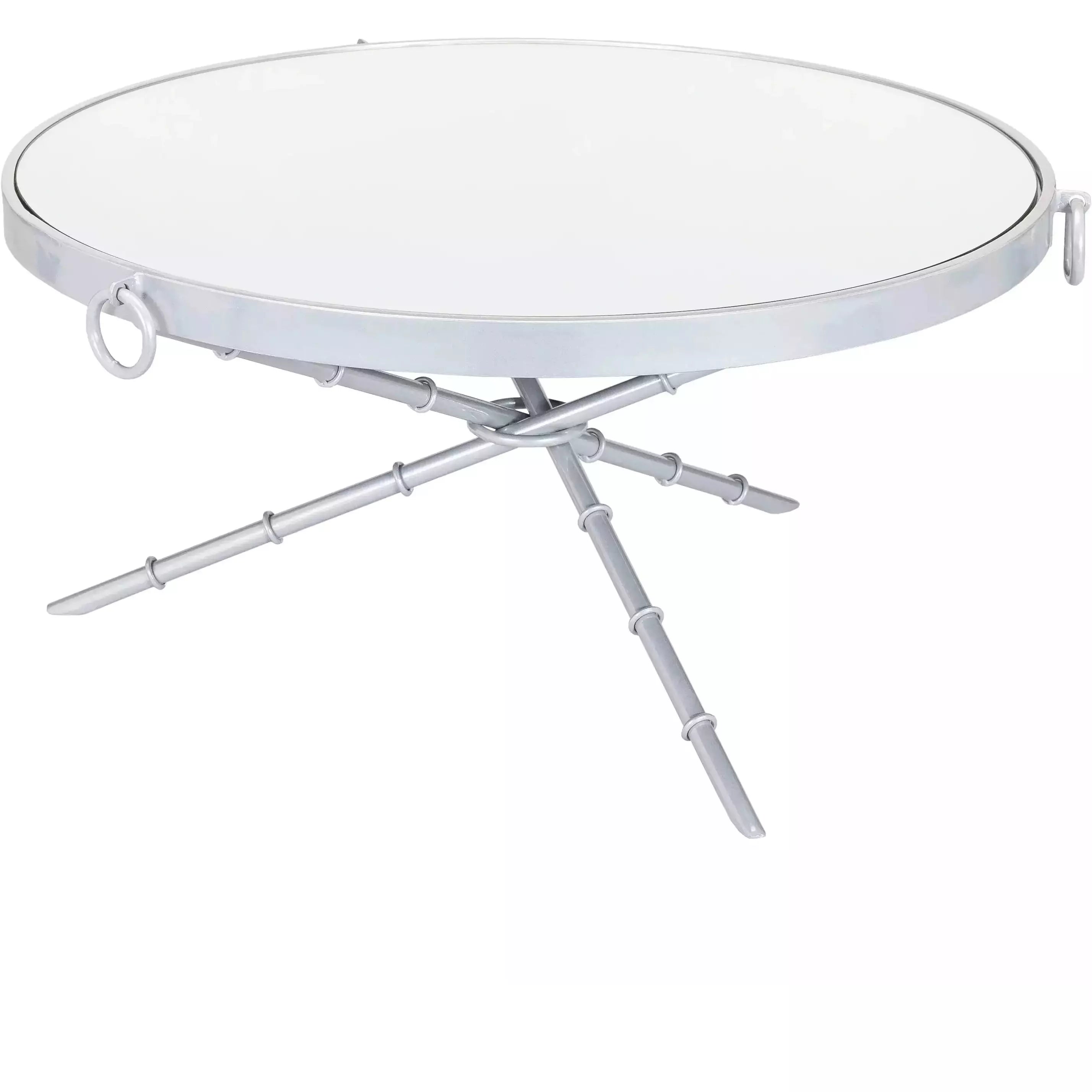 Surya Galatine Modern Mirrored Top With Metallic Silver Base Round Coffee Table GIE-002 - Image 2