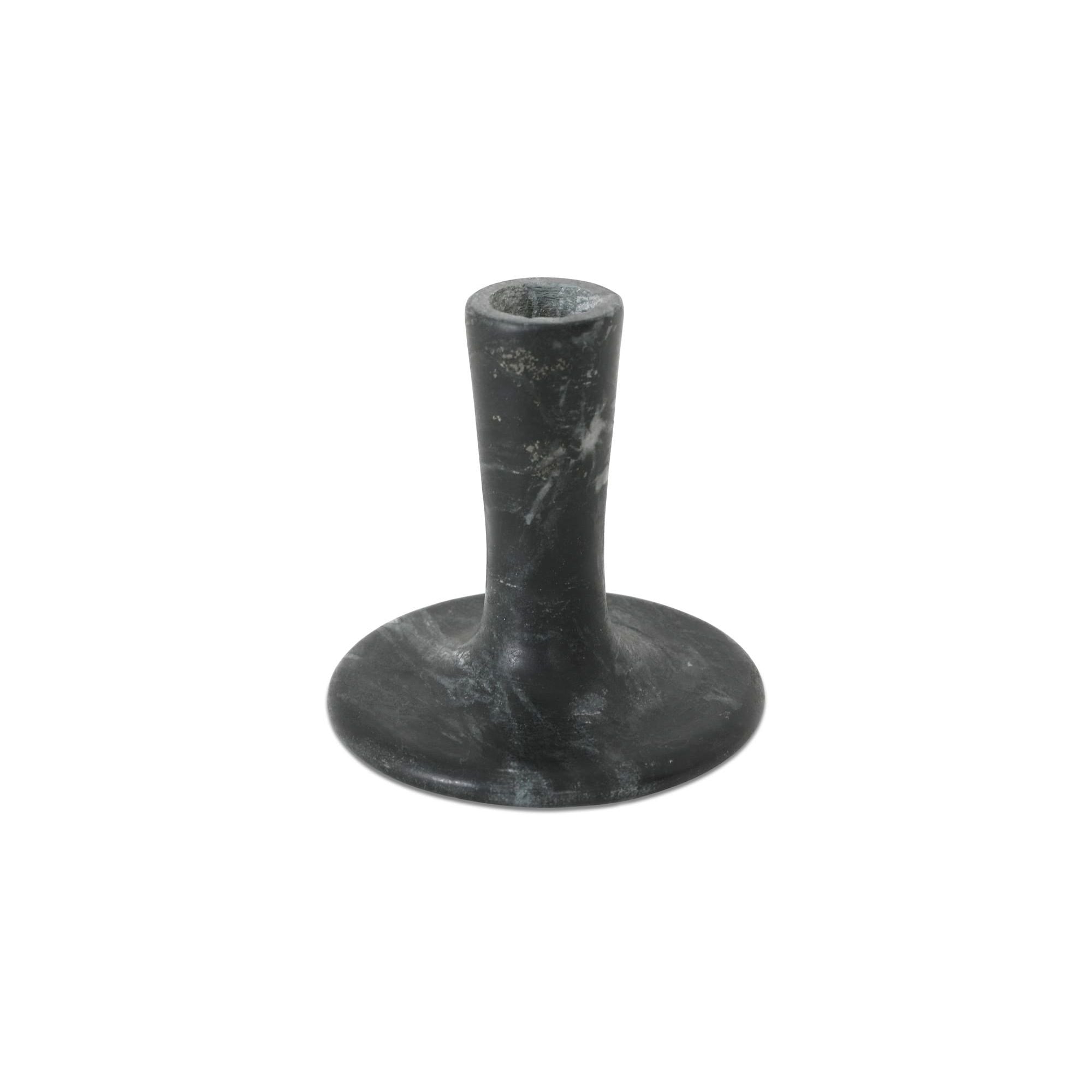 Moe's Home East Short Candle Holder Black Veined Marble - Image 1