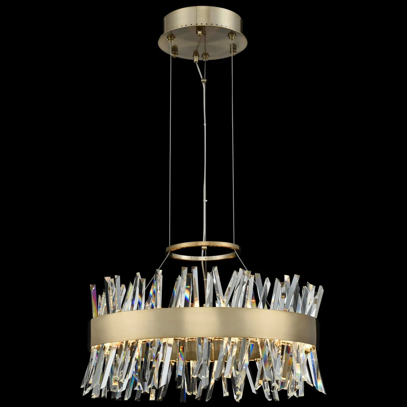 Glacier 20" Wide Champagne Gold LED Round Crystal Pendant - Image 1