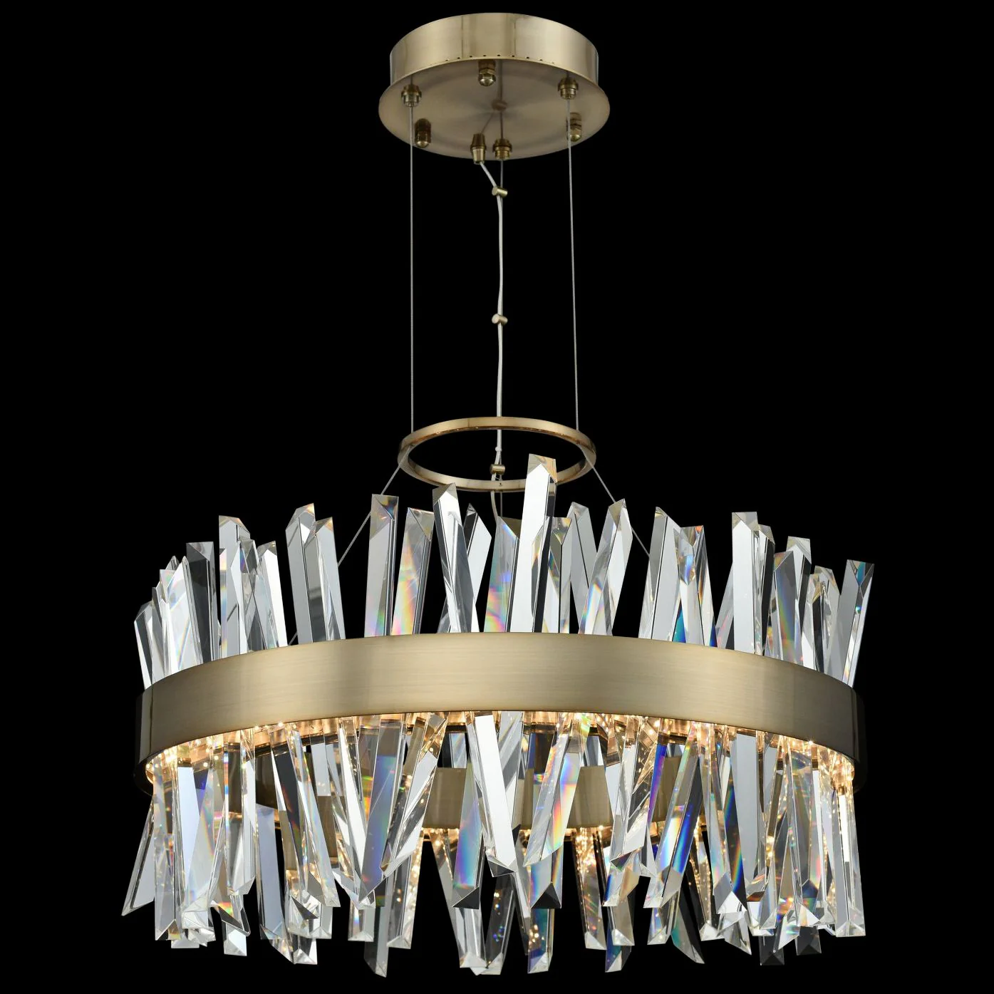 Glacier 25" Wide Champagne Gold LED Round Crystal Pendant - Image 1