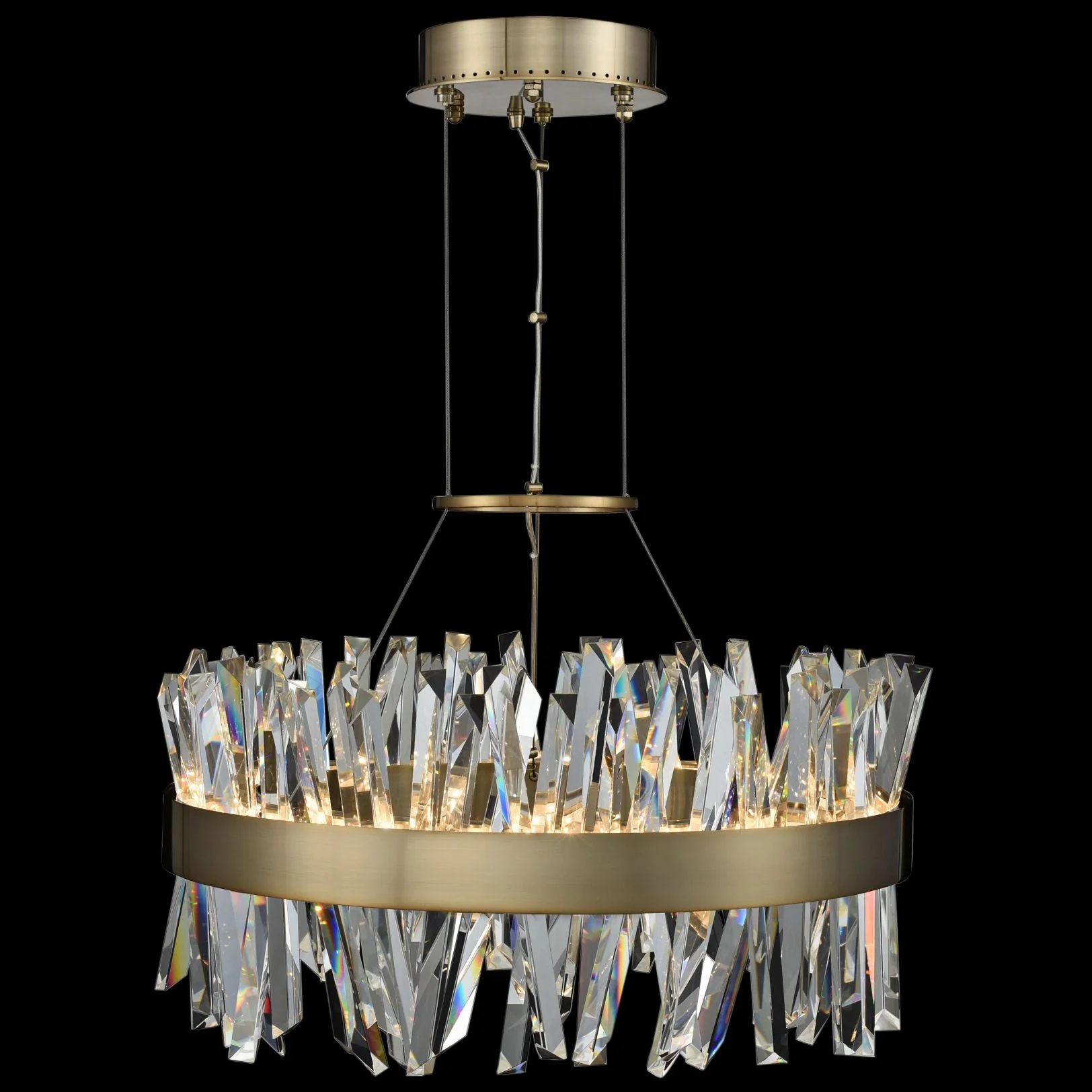 Glacier 25" Wide Champagne Gold LED Round Crystal Pendant - Image 2