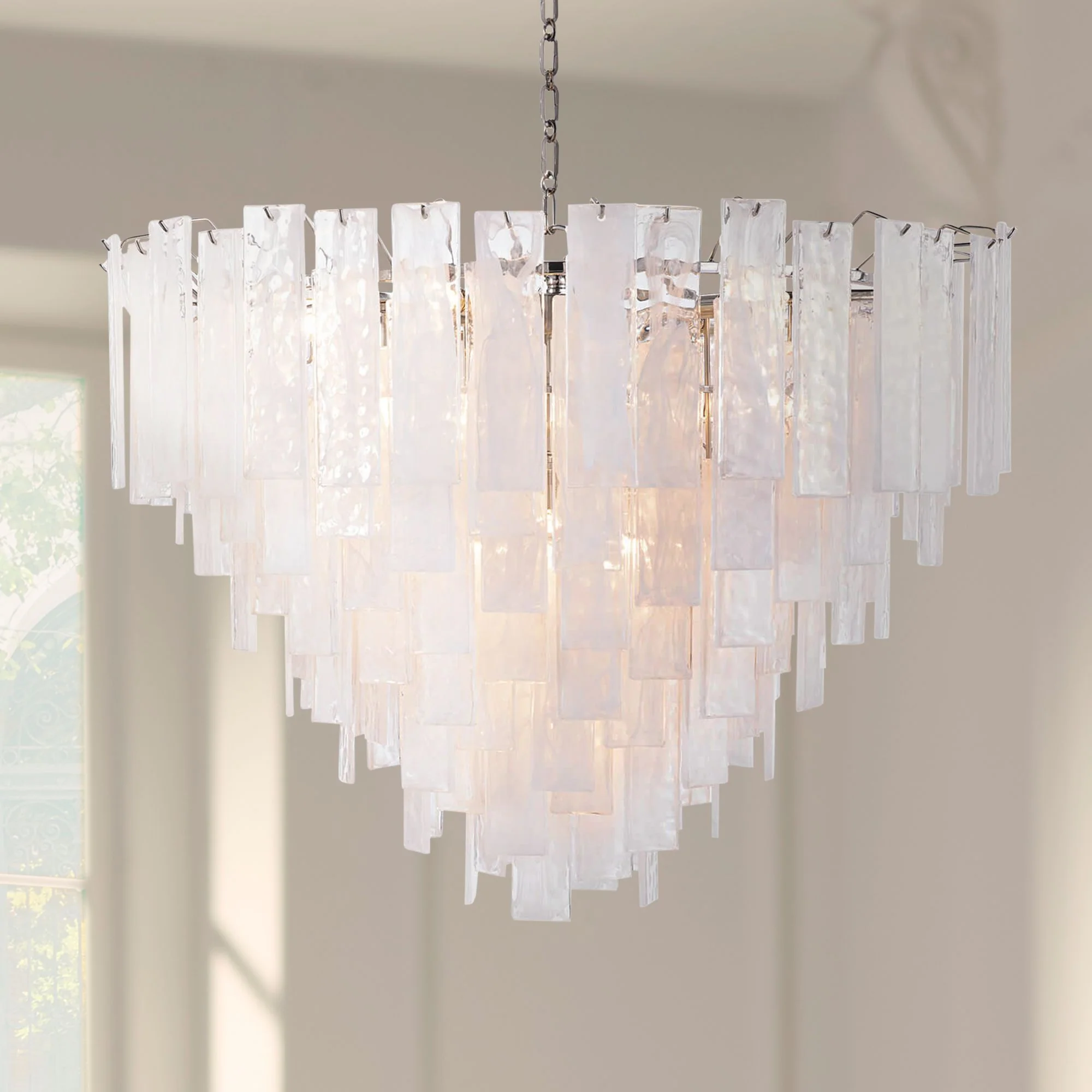 Glacier 31" Wide Nickel Glass Cascade 16-Light Chandelier - Image 1