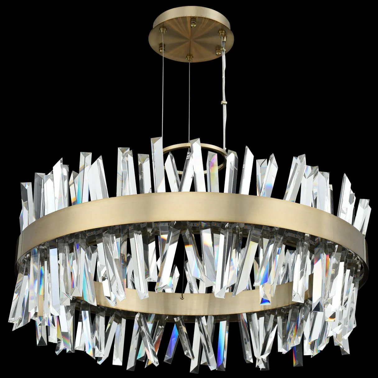 Glacier 32" Wide Champagne Gold LED Round Crystal Pendant - Image 1