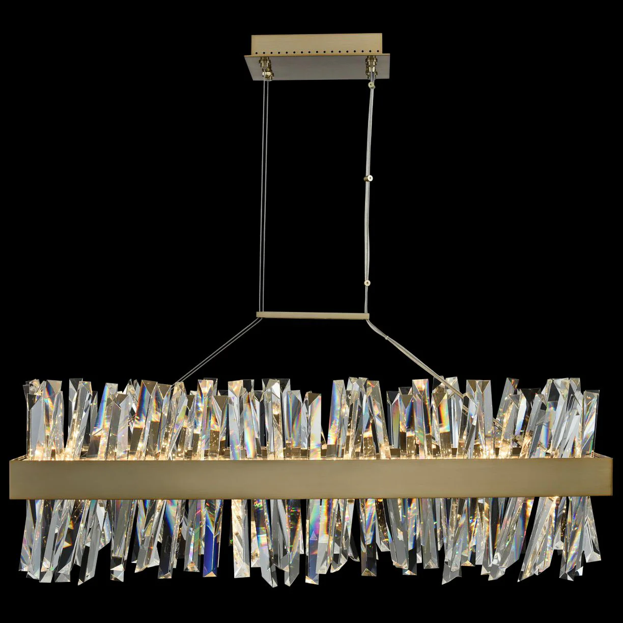 Glacier 36" Wide Champagne Gold LED Kitchen Island Light Pendant - Image 1