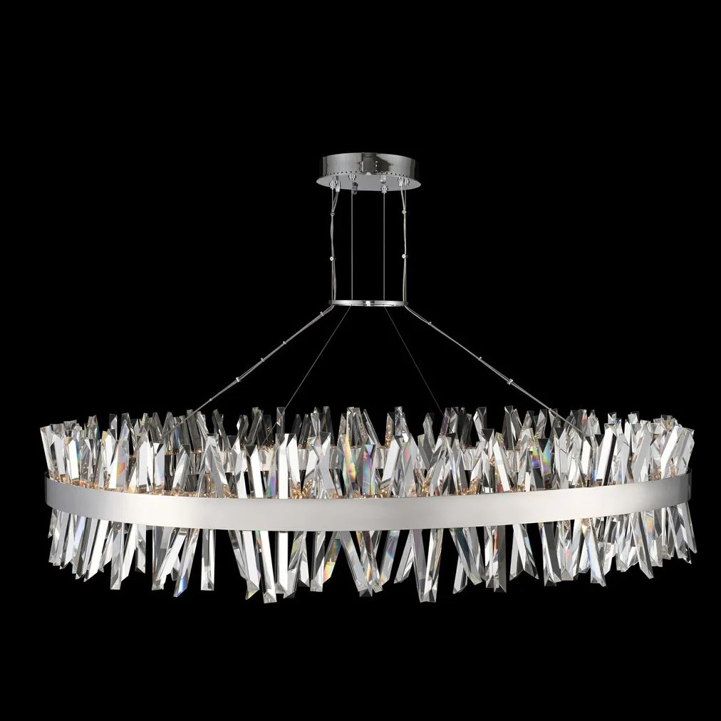 Glacier 60"W Chrome Crystal Round LED Island Pendant Light - Image 1