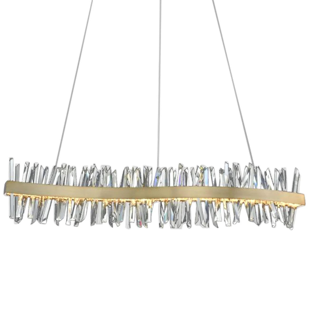 Glacier 60"W Gold LED Crystal Kitchen Island Light Pendant - Image 1