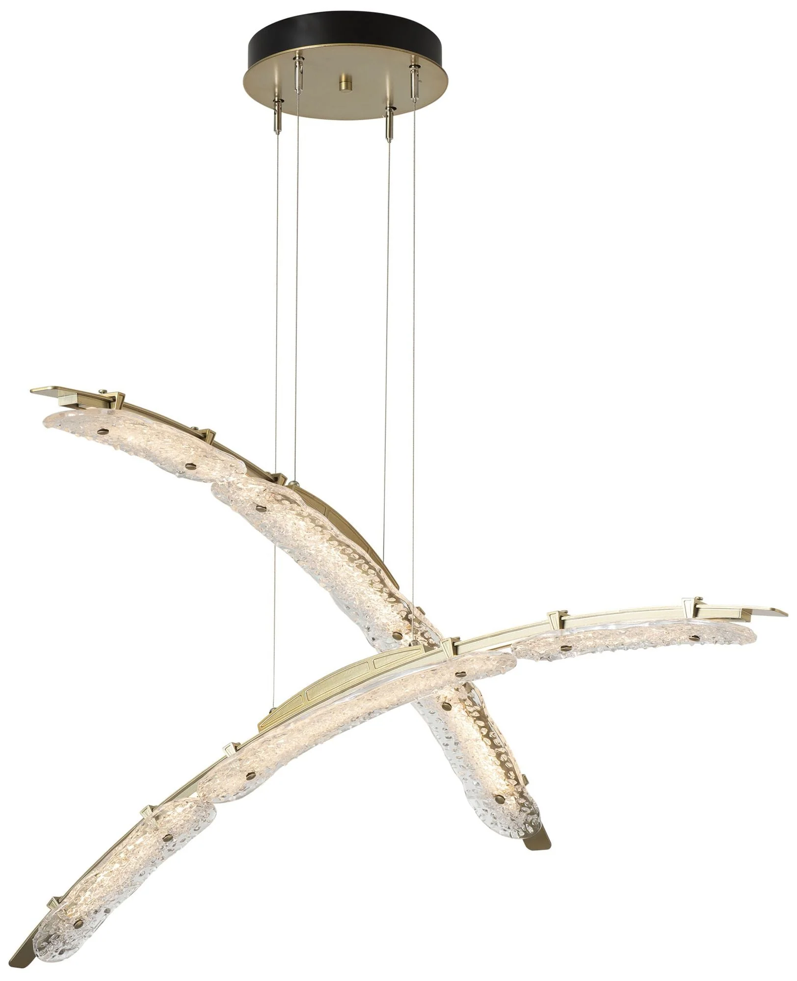 Glissade 43.5" Wide Double Modern Brass Pendant - Image 1