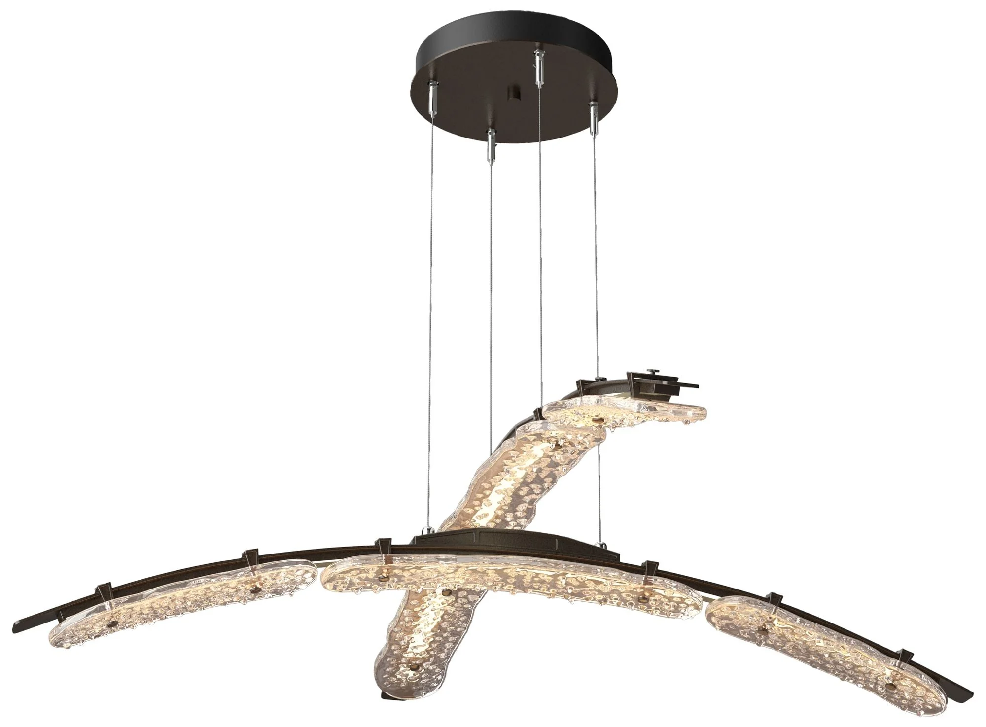 Glissade 43.5"W Oiled Bronze Large LED Double Pendant w/ Clear Shade - Image 1
