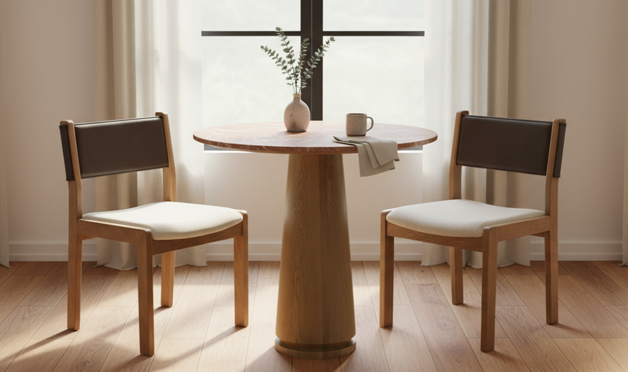 Moe's Home Carol Dining Chair Deep Brown Leather Set of Two - Image 2
