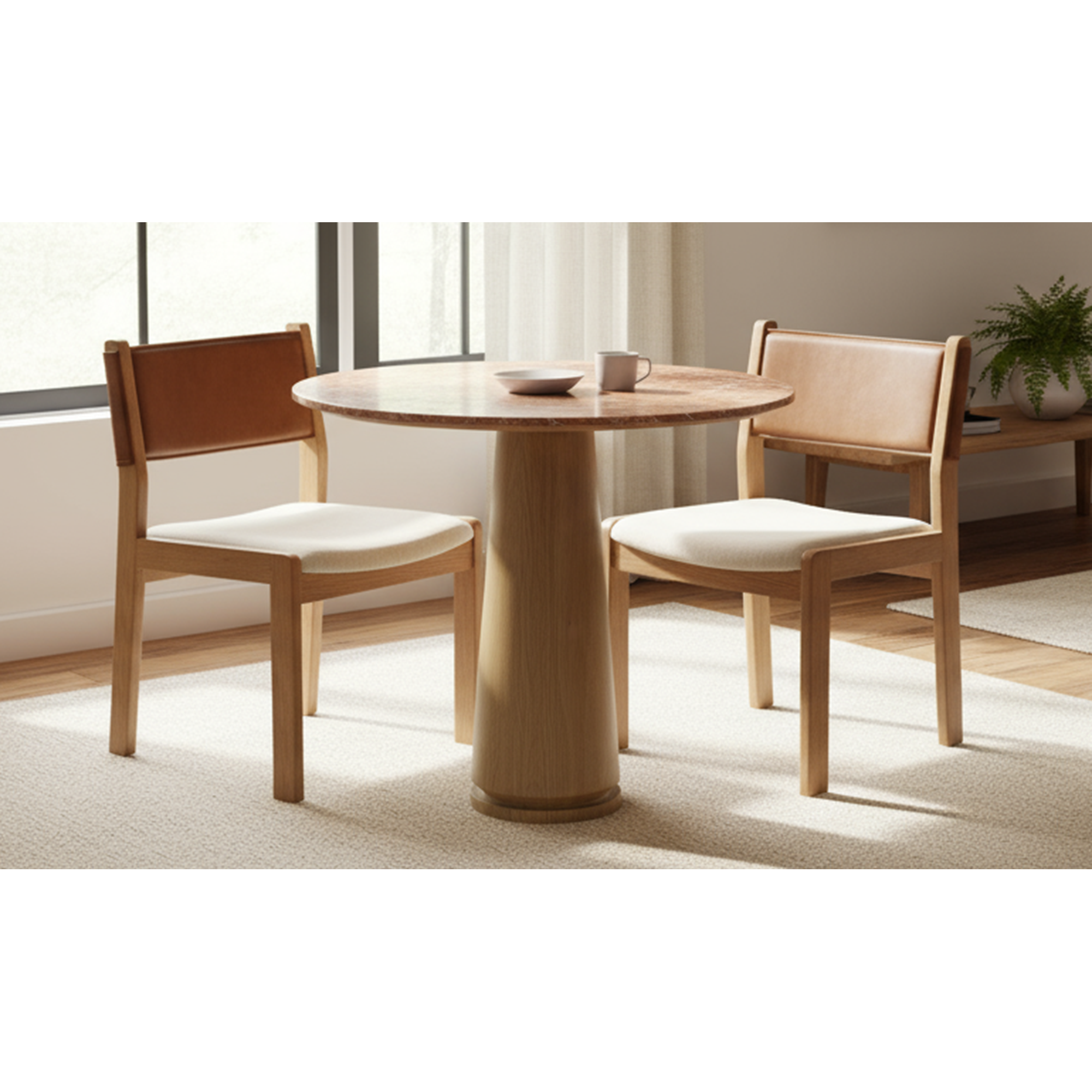 Moe's Home Carol Dining Chair Tan Leather Set of Two - Image 2