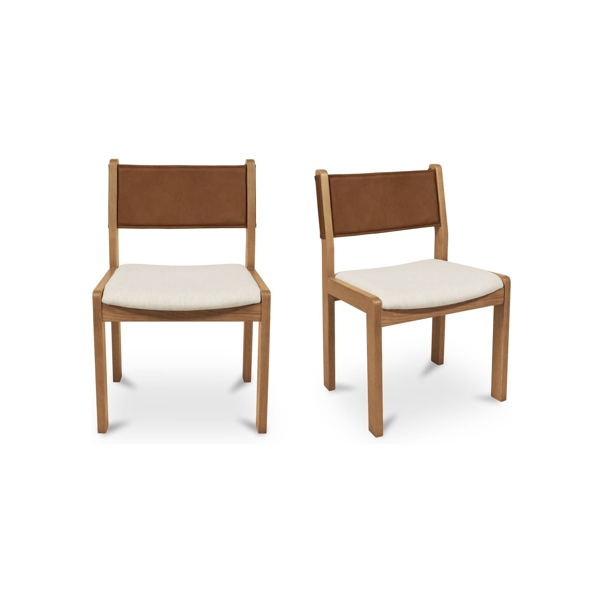 Moe's Home Carol Dining Chair Tan Leather Set of Two - Image 1