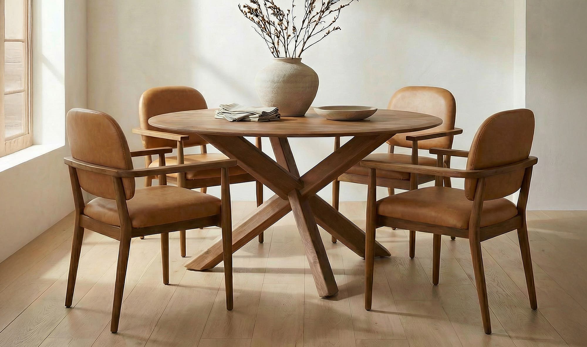 Moe's Home Norrie Dining Chair Brown Leather - Image 2